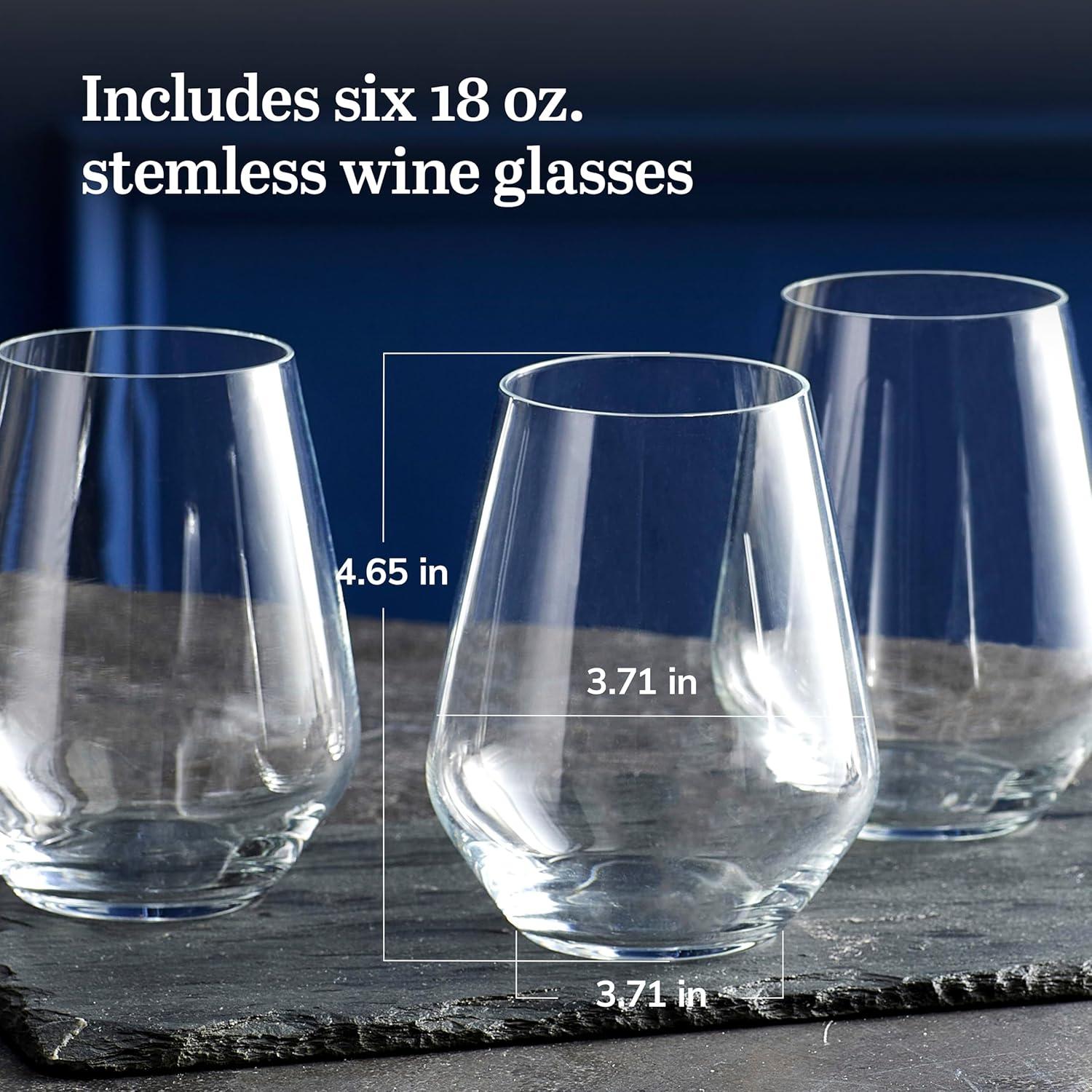 Libbey Signature ClearFire Stemless Wine Glasses Set of 6