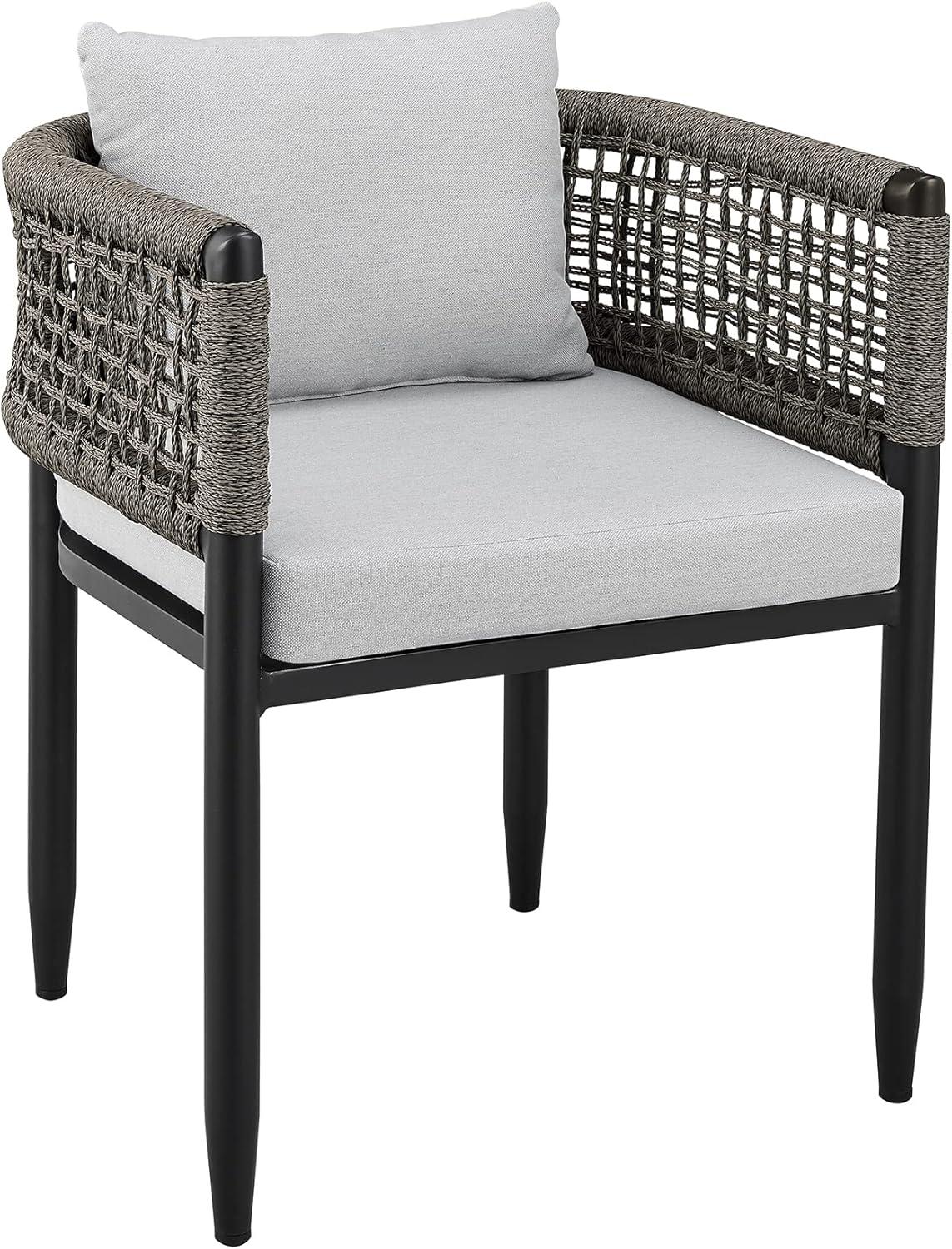 Felicia Outdoor Patio 7-Piece Dining Table Set in Aluminum with Grey Rope and Cushions