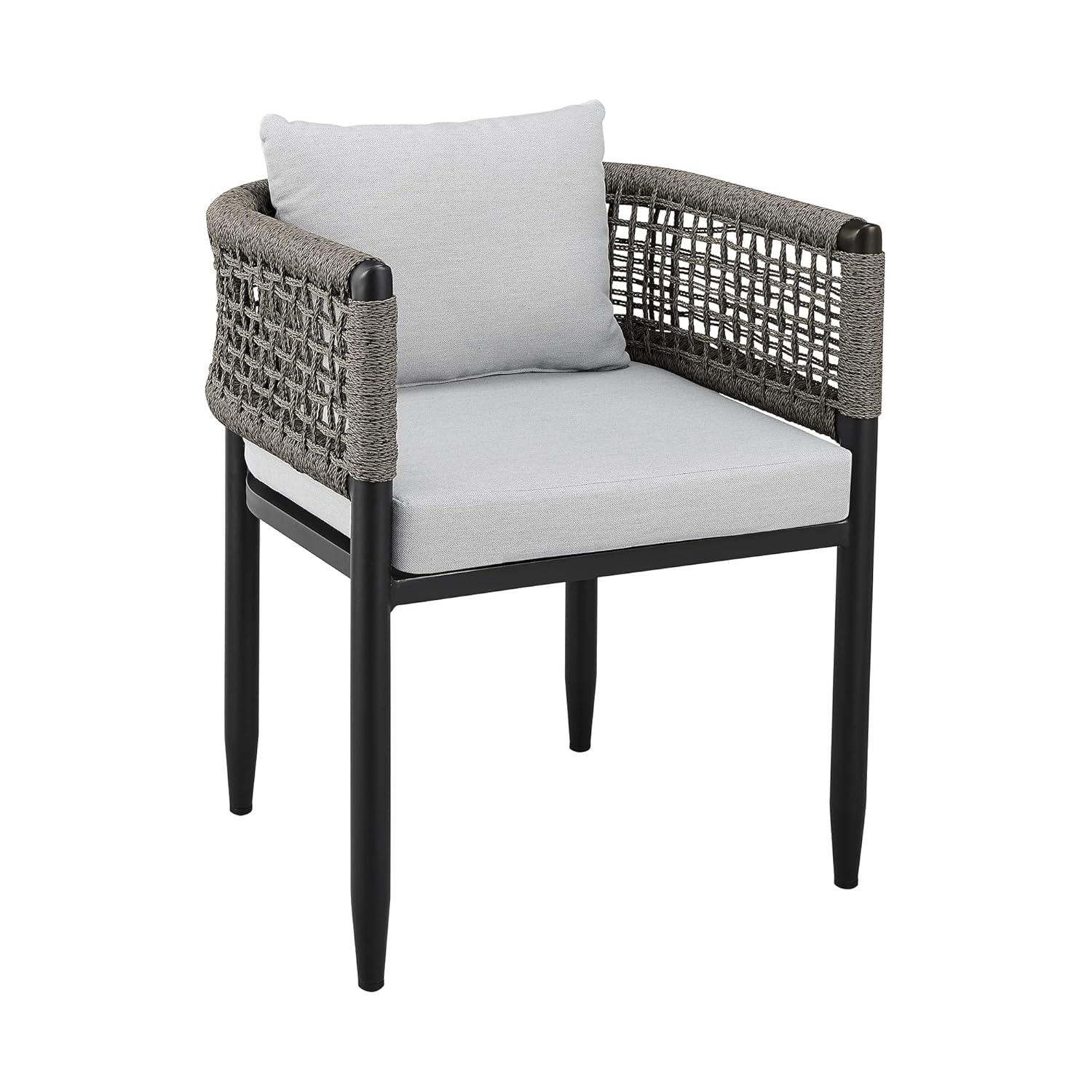 Felicia Outdoor Patio 7-Piece Dining Table Set in Aluminum with Grey Rope and Cushions