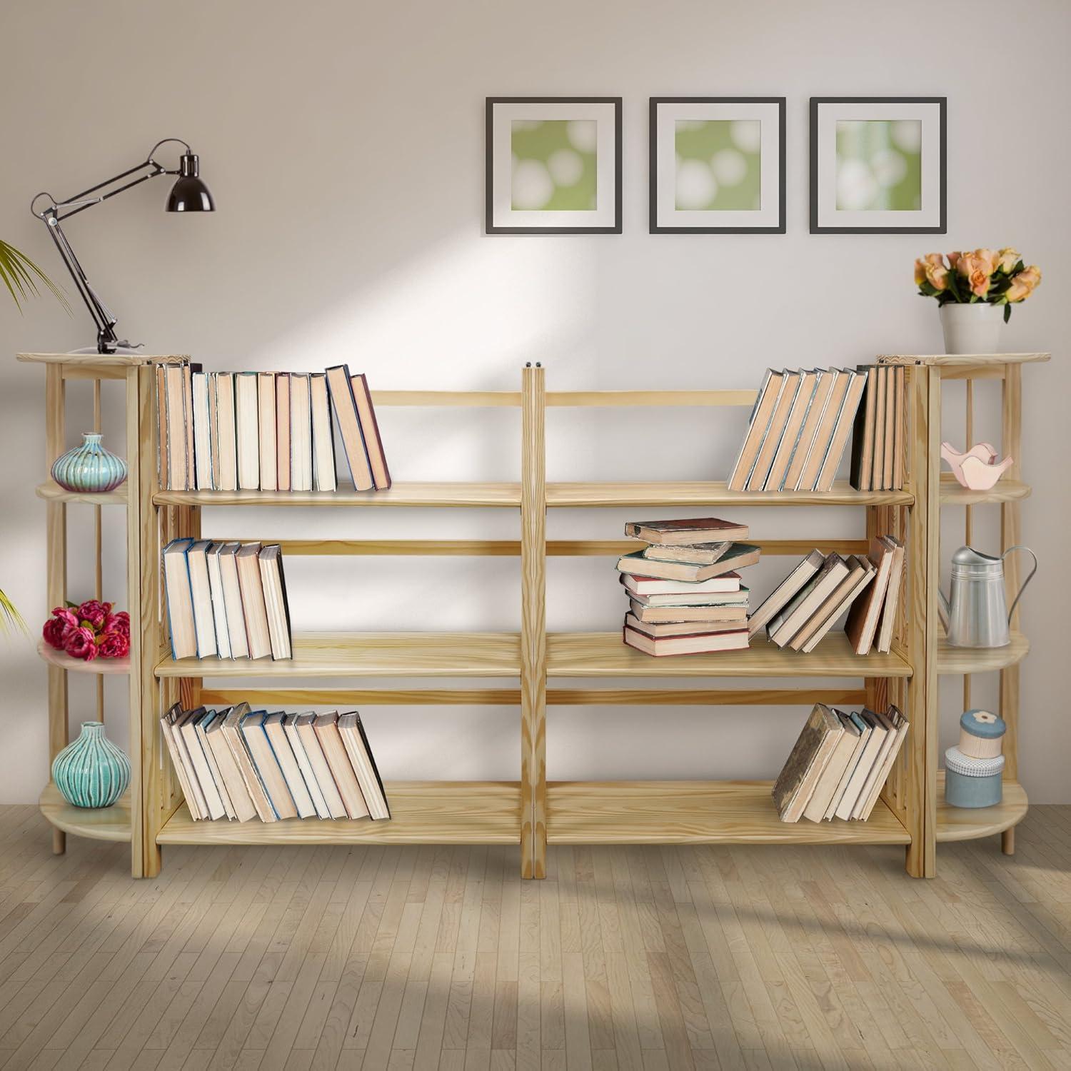 Casual Home 4-Shelf Corner Folding Bookcase-Color:Natural