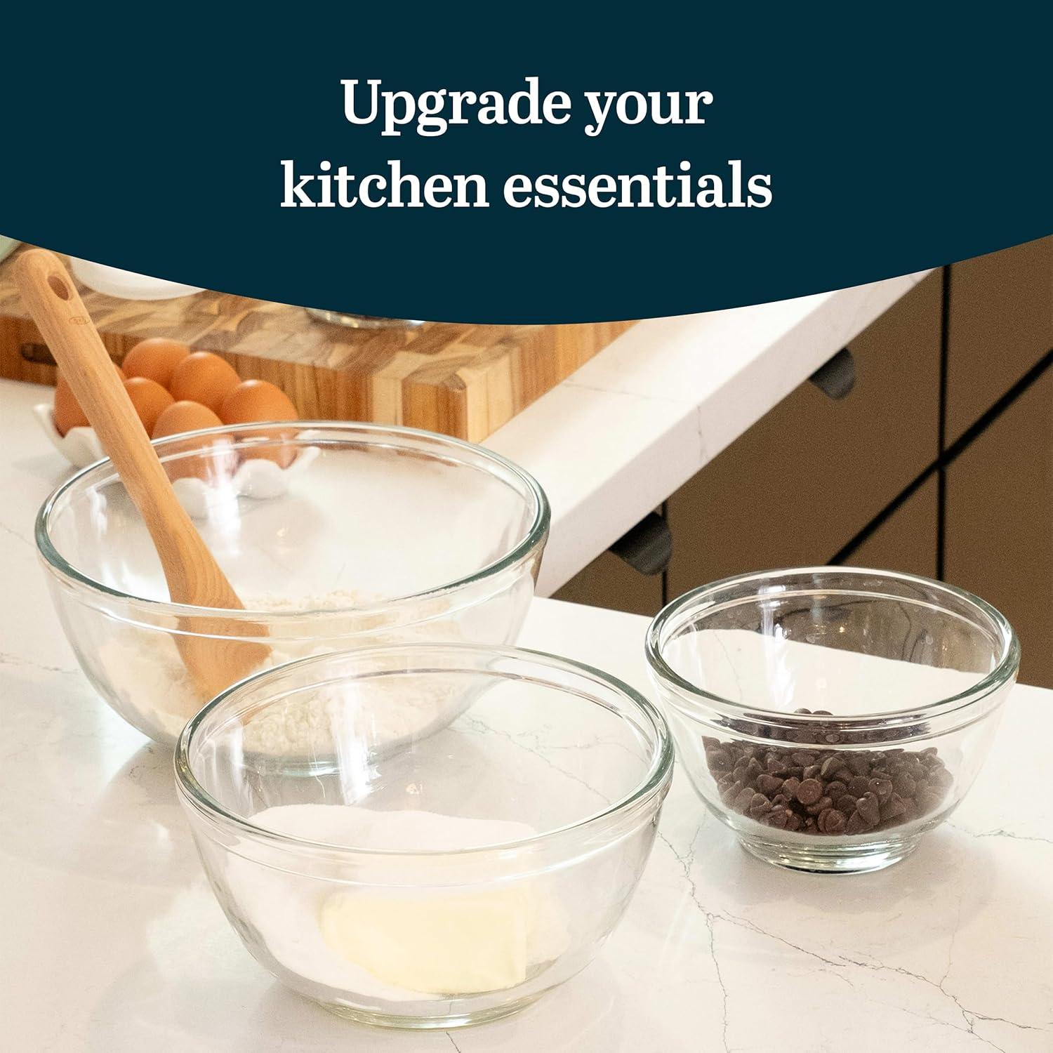 Libbey Baker's Basics 3 Piece Glass Mixing Bowl Set, Multi-Size (Set of 3)