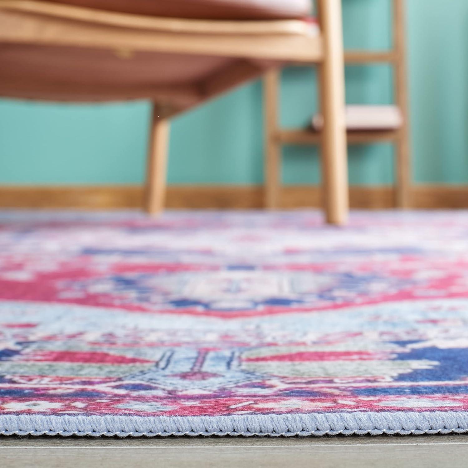 Tucson TSN108 Power Loomed Machine Washable Runner Rug - Red/Navy - 2'6"x10' - Safavieh.