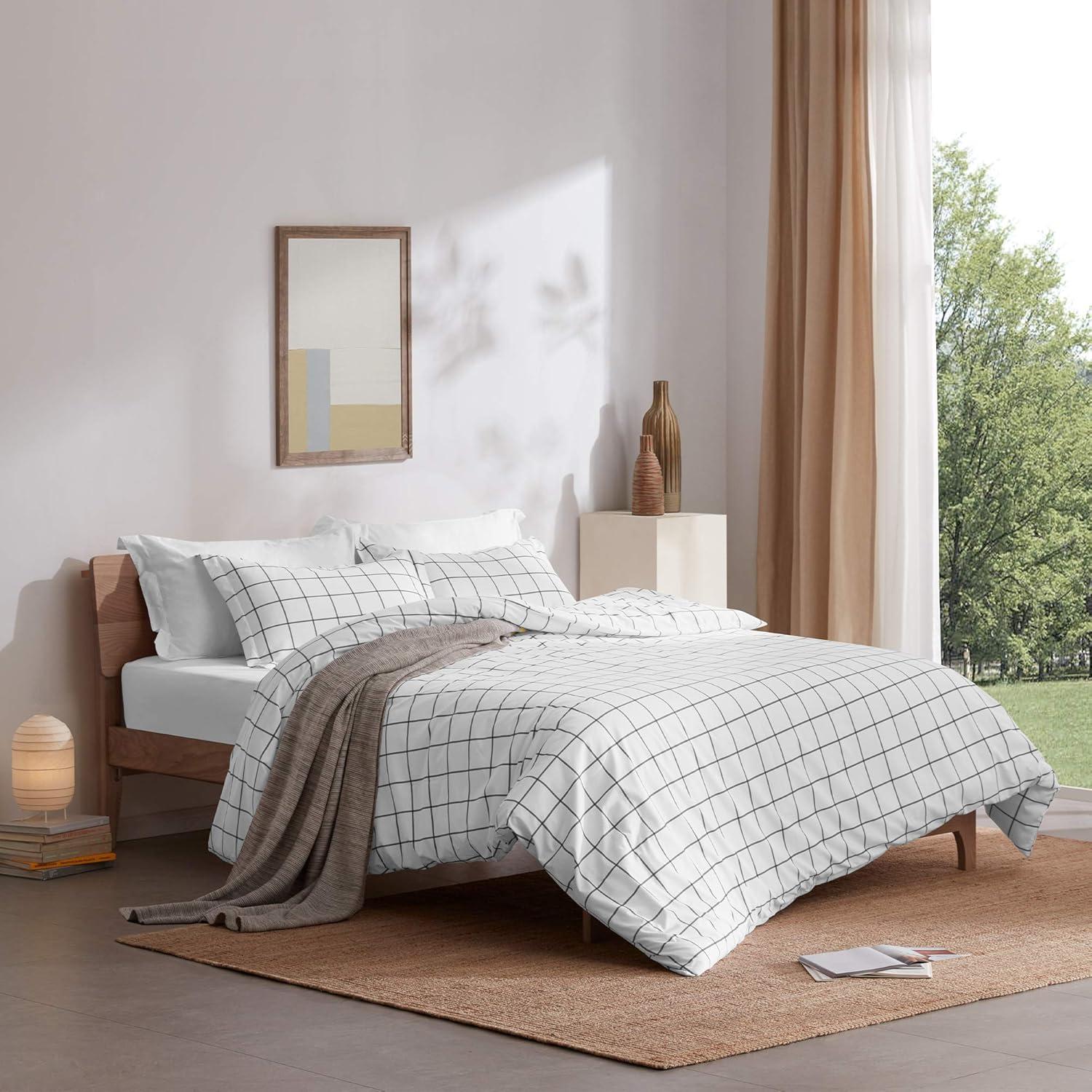 Sleep Zone Twill Plaid Duvet Cover Set