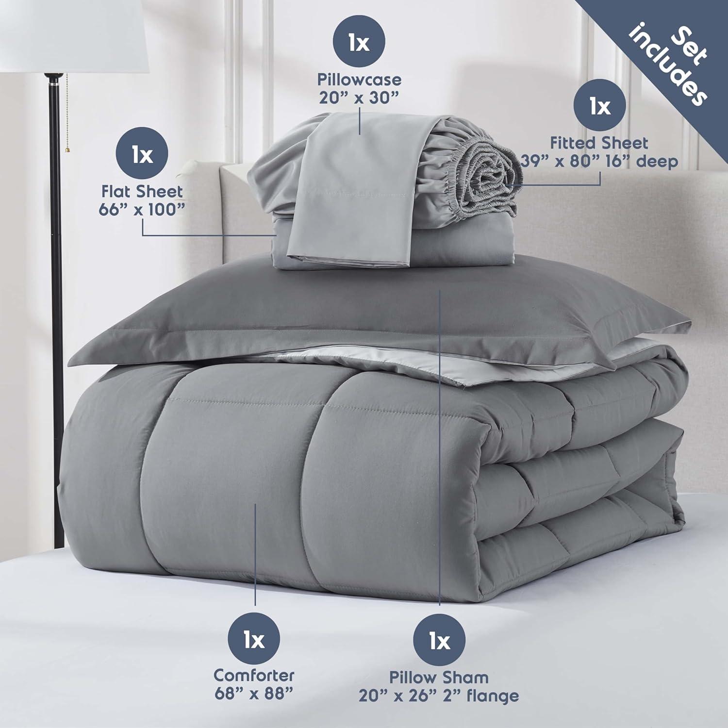 Bed-in-A-Bag Reversible Comforter Set with Bed Sheets