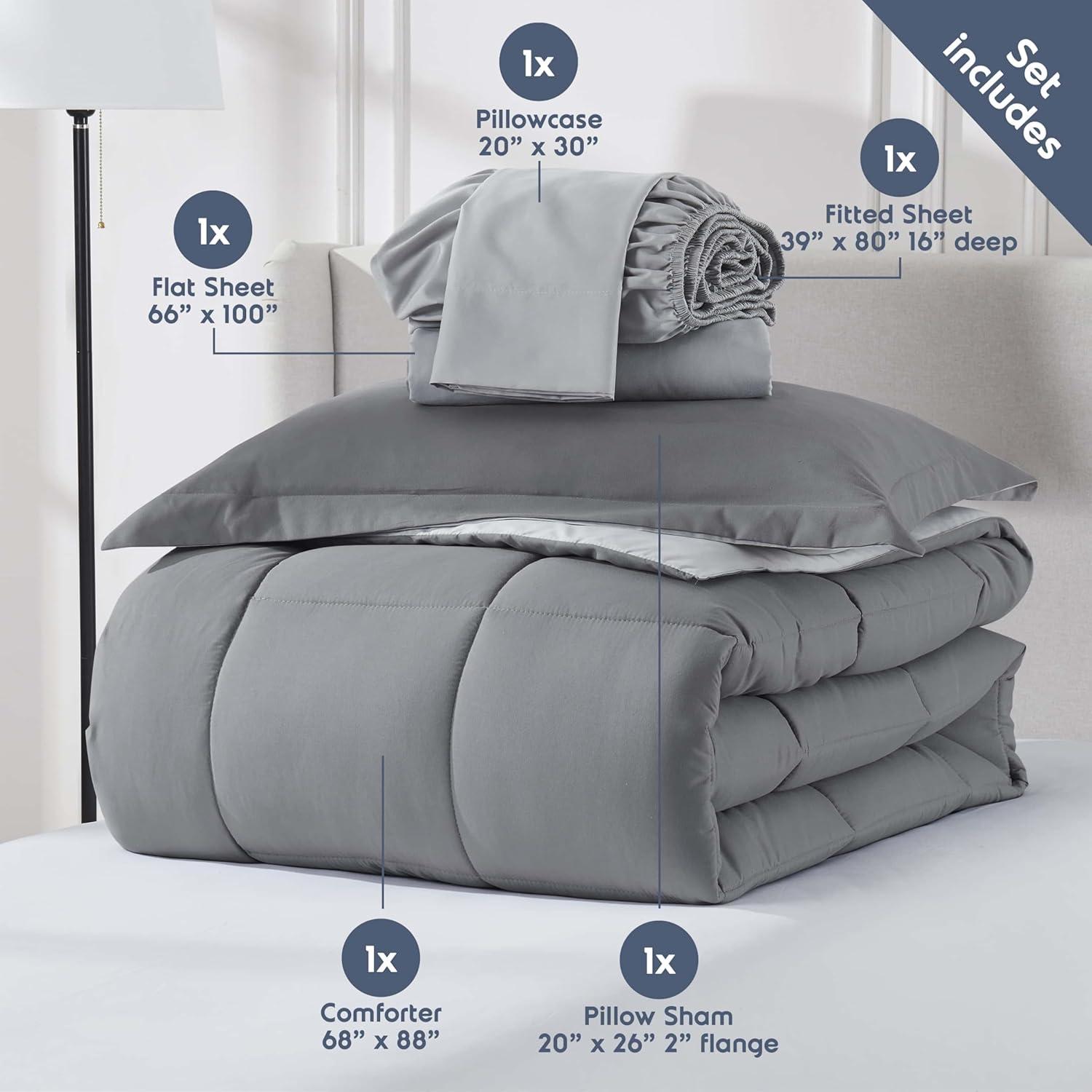 Nestl Bed-in-A-Bag Reversible Comforter Set with Bed Sheets