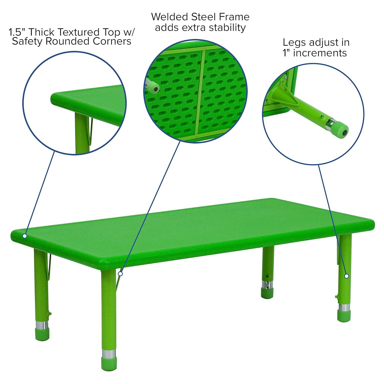 Emma and Oliver 24"W x 48"L Natural Plastic Adjustable Activity Table - School Table for 6