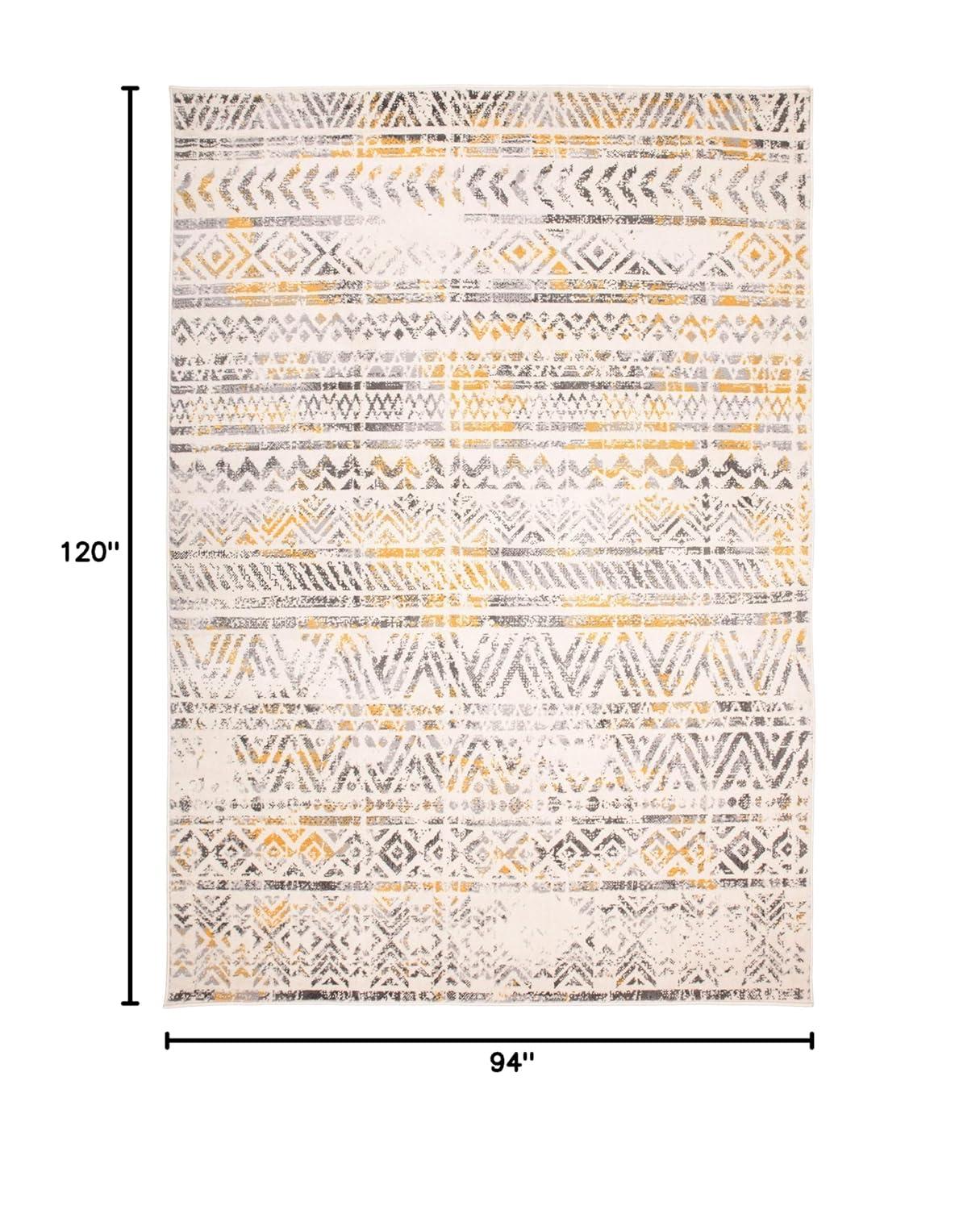 World Rug Gallery Geometric Distressed Bohemian Yellow 5'x7' Area Rug