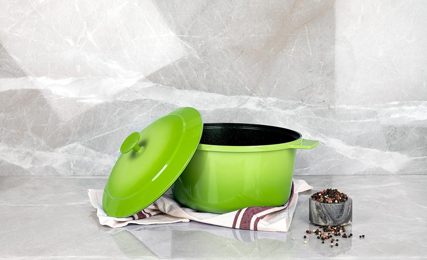Granite Stone 5Qt Dutch Oven Ultra Durable Mineral & Diamond Nonstick Coating Dutch Oven Green
