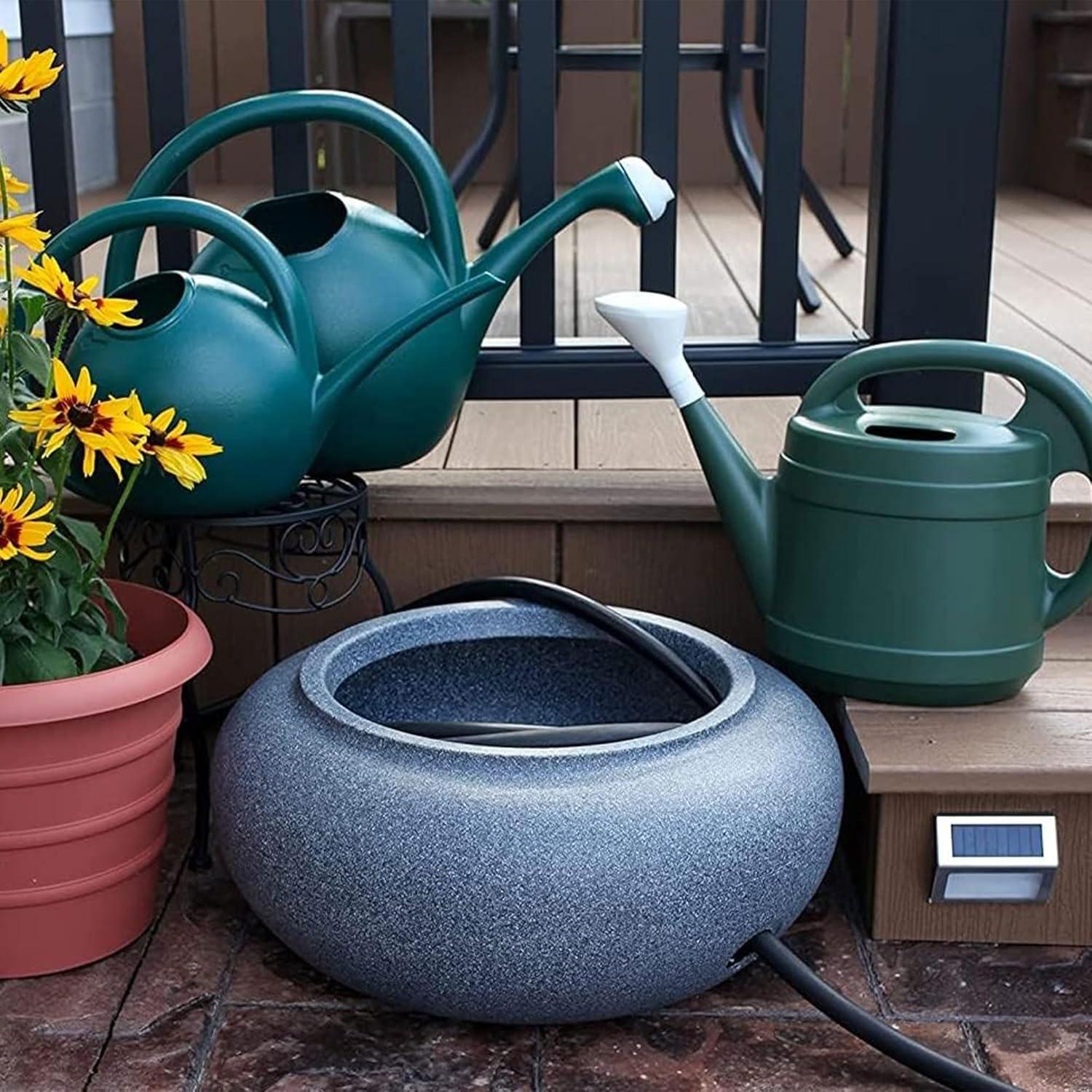The HC Companies 2 Gallon Plant Watering Can with Large Mouth Feature and Ergonomic Design for Patio, Lawn, and Gardening Essentials, Gray