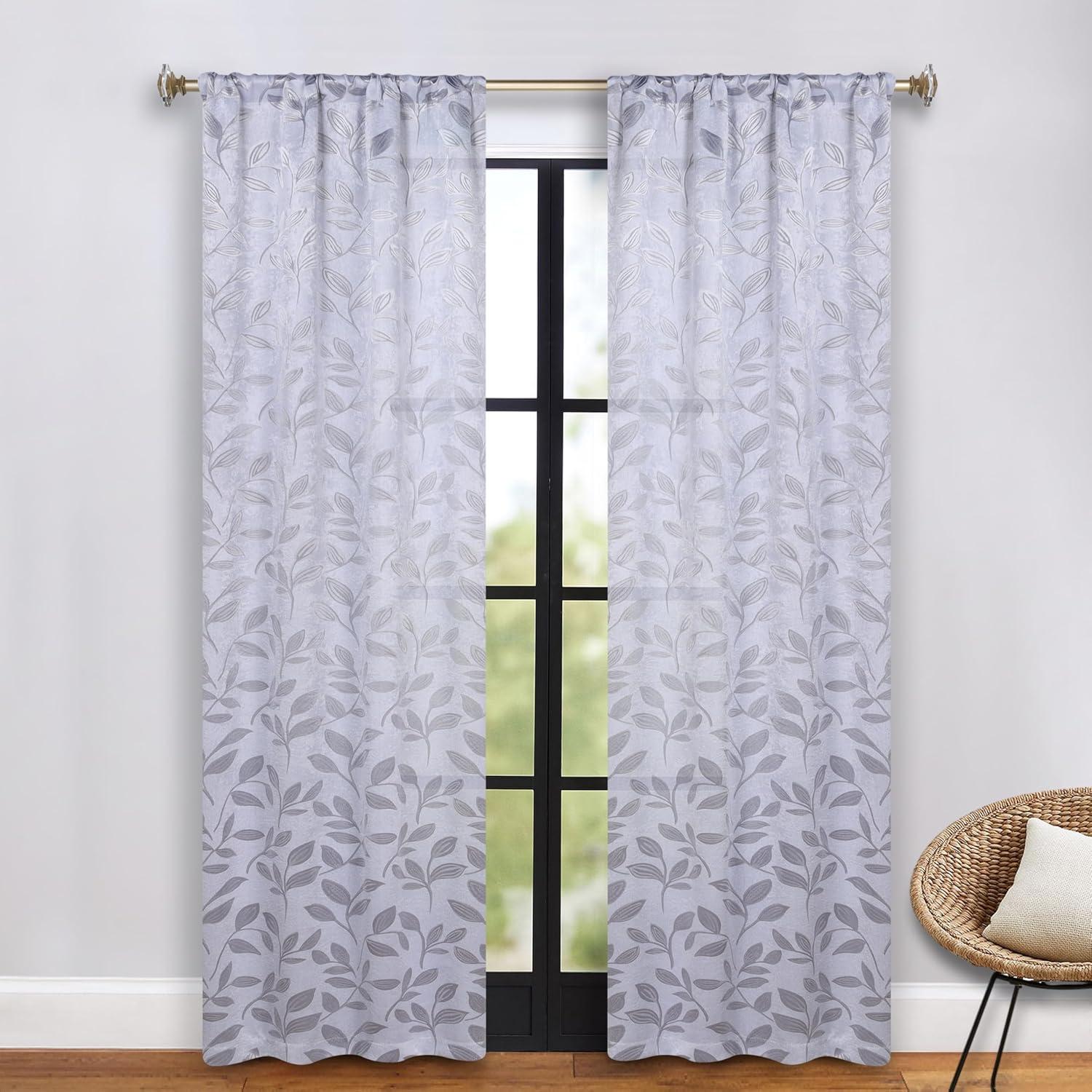Superior Modern Bohemian Leaves Polyester Machine Washable Room Darkening Blackout Curtains by Superior (Set of 2)
