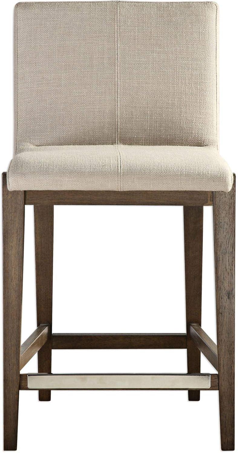 Klemens 26" Walnut Wood and Linen Counter Stool