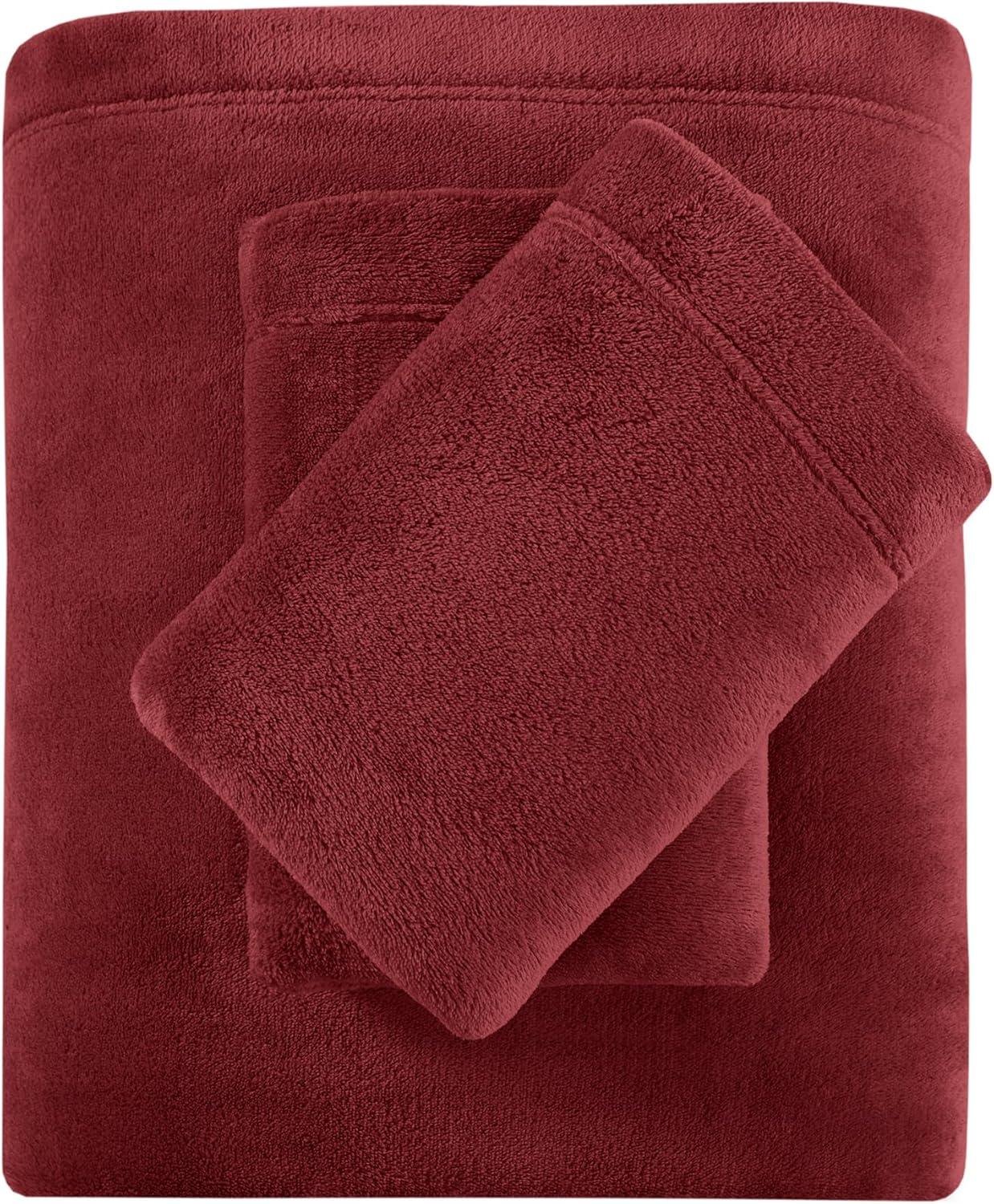 True North by Sleep Philosophy Soloft Plush Micro Plush Sheet Set Burgundy