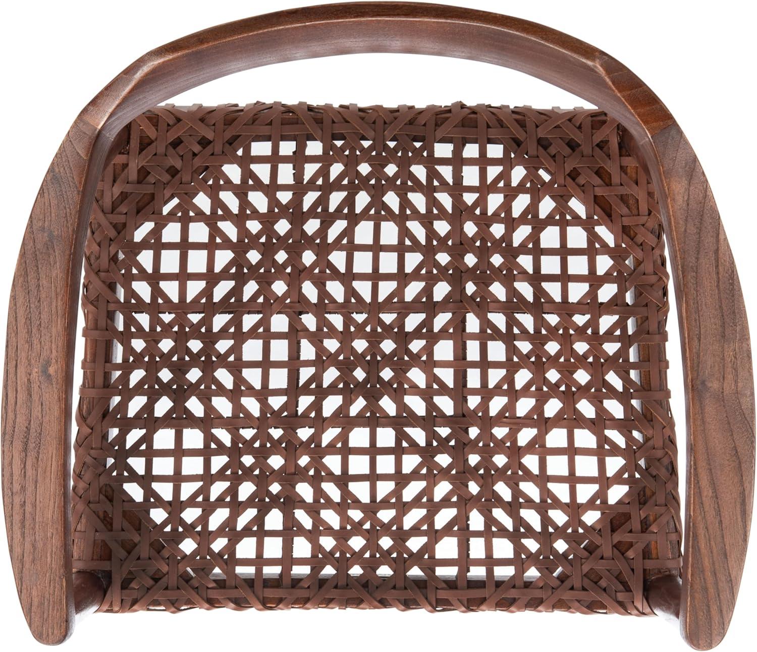 Munro Leather Woven Accent Chair - ACH1005 - Walnut/Cognac - Safavieh