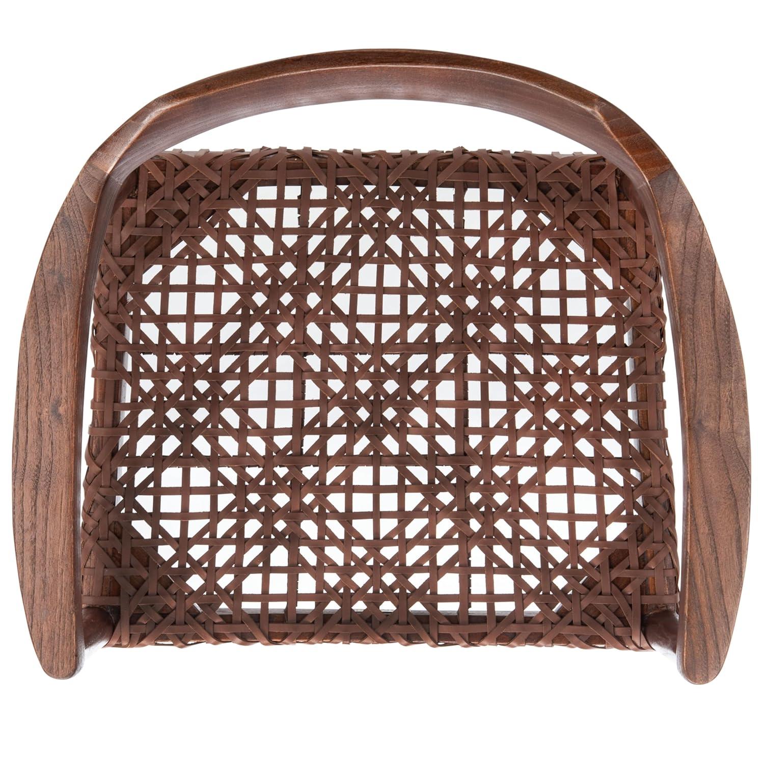 Munro Leather Woven Accent Chair - ACH1005 - Walnut/Cognac - Safavieh