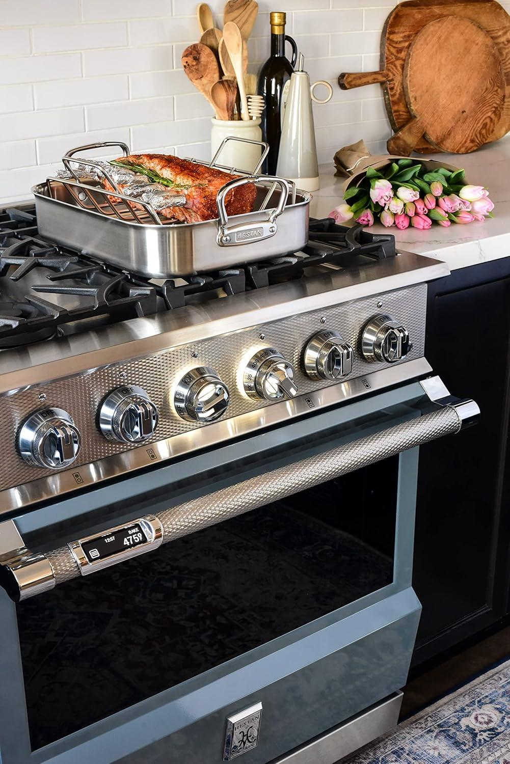 Hestan 14.5" Stainless Steel Roaster with Rack and Handles