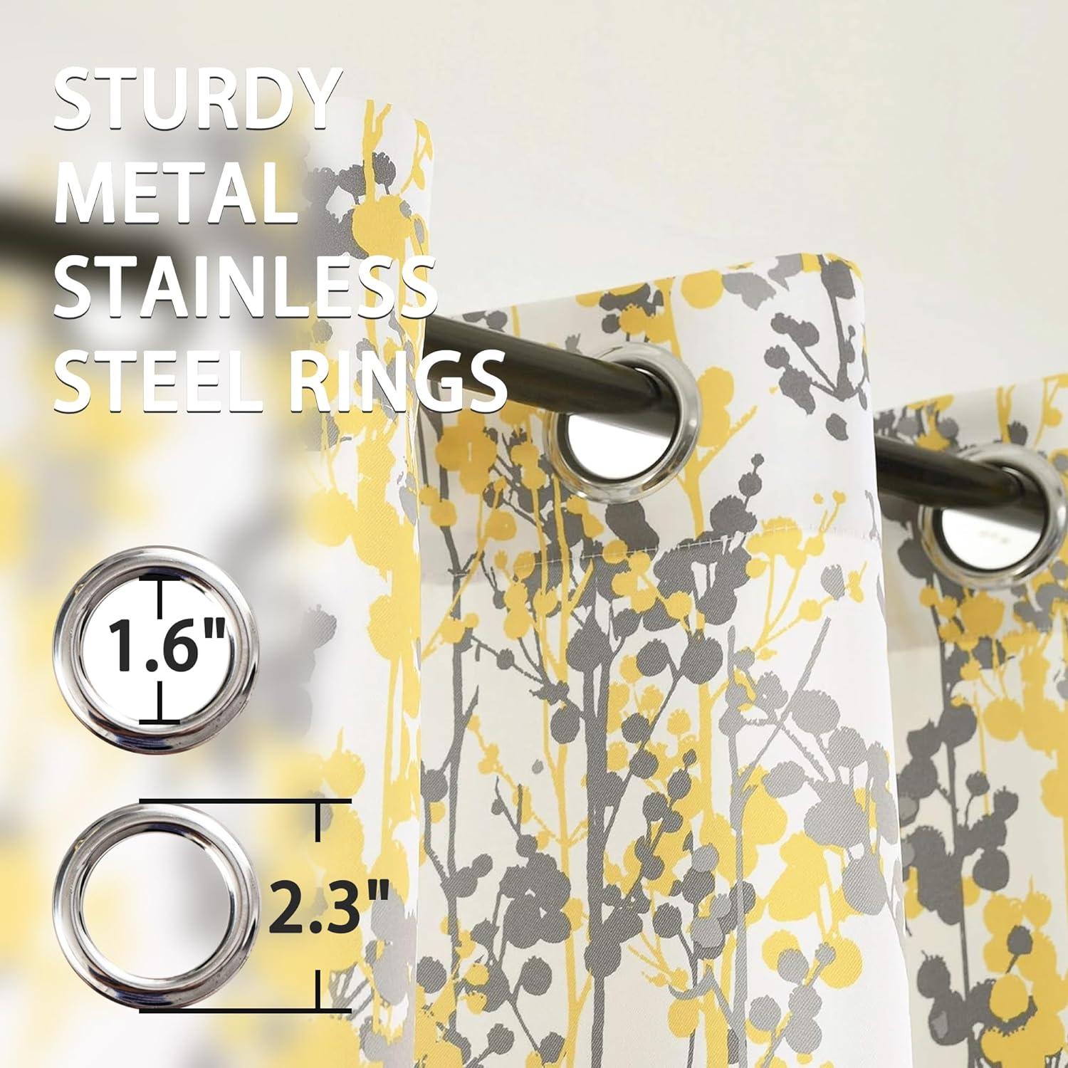 DriftAway Abstract Floral Yellow Curtains for Living Room Bedroom Ink and Ivy 84 Inches Long Botanical Room Darkening Window Drapes Grommet Top 2 Panels