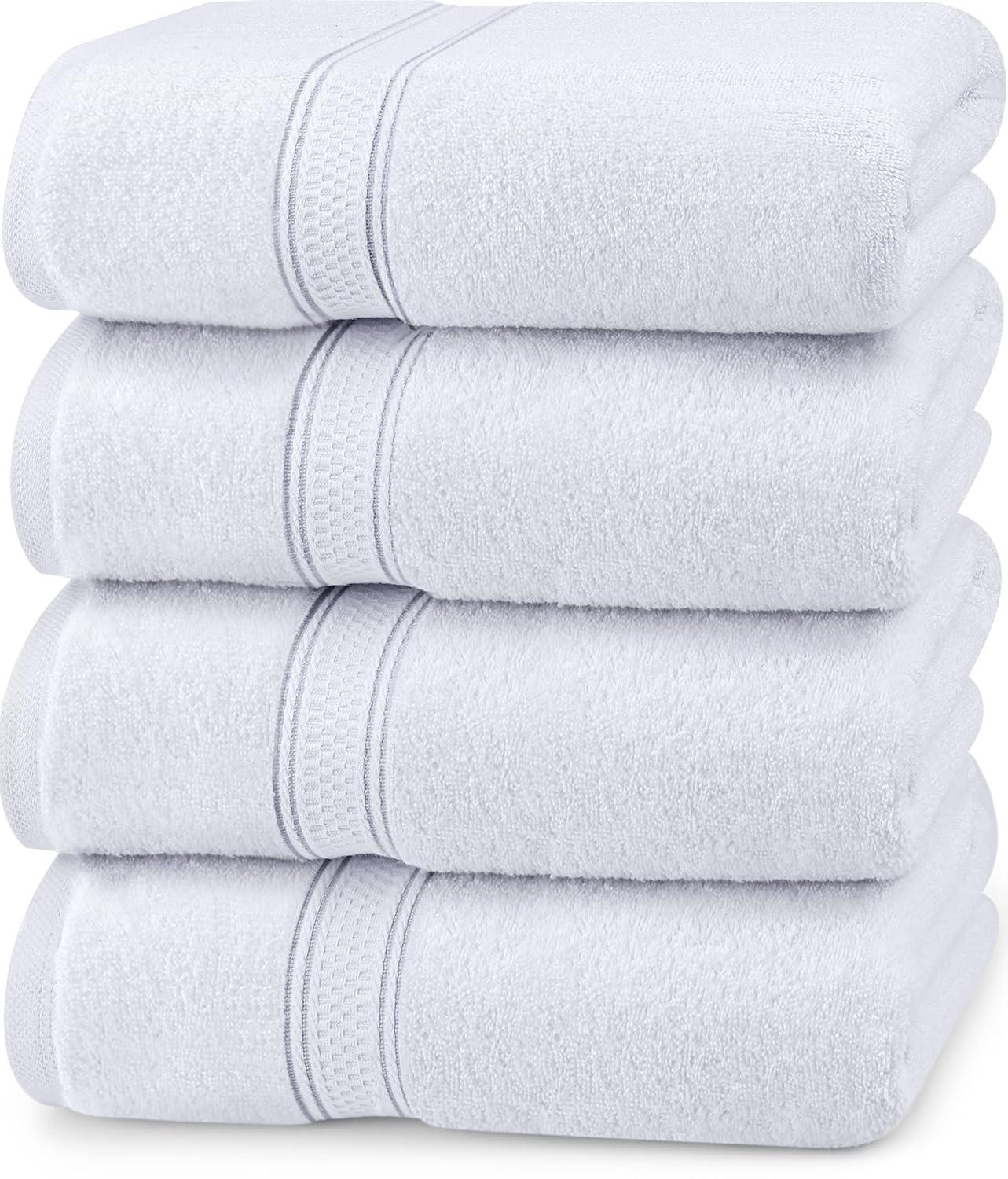 Utopia Towels 4 Pack Bath Towels Set, 100% Ring Spun Cotton, Soft and Highly Absorbent Wash Towels for Body and Showering – Perfect for Daily Use (27 x 54 Inches)(White)