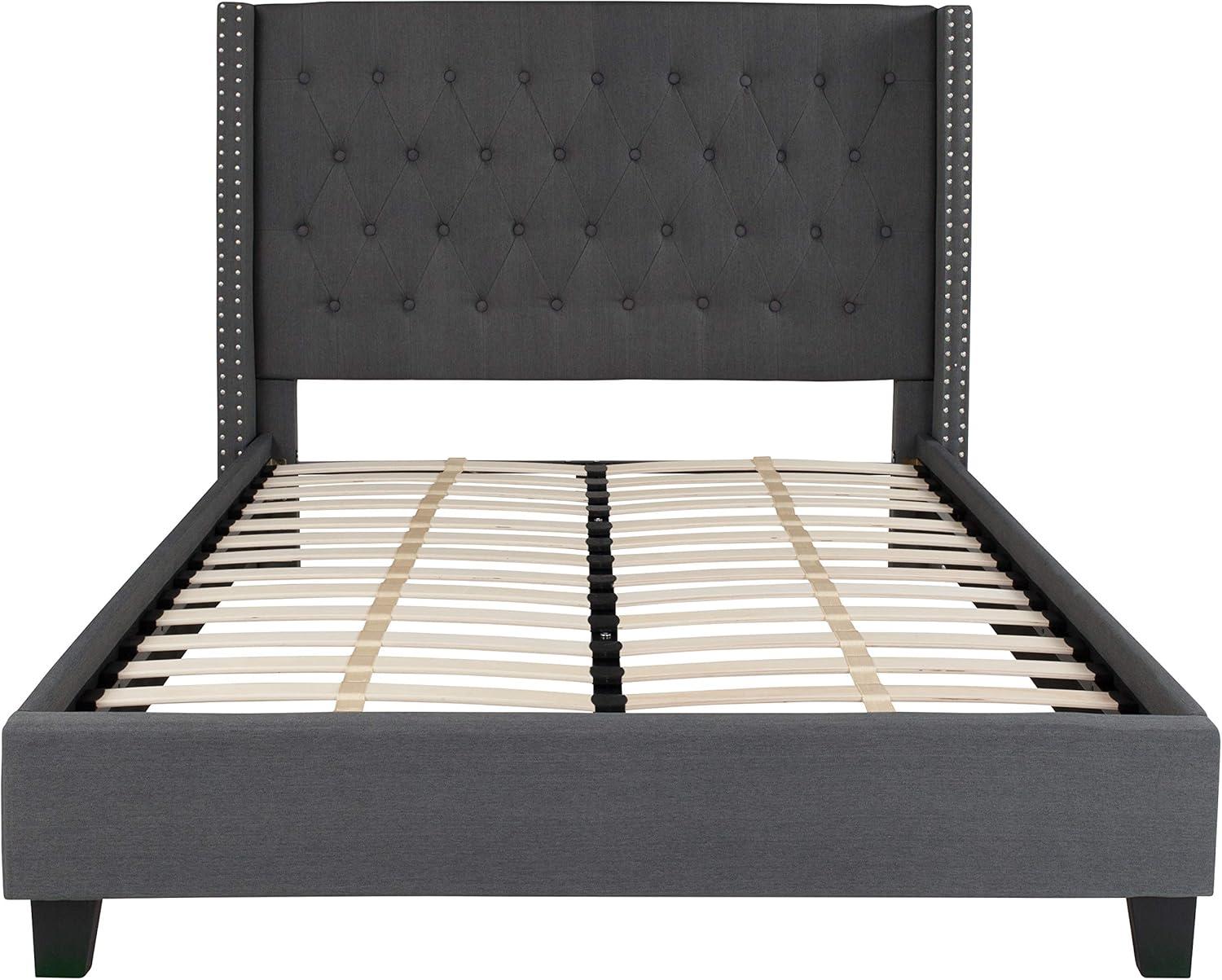 Flash Furniture Riverdale King Size Tufted Upholstered Platform Bed in Beige Fabric