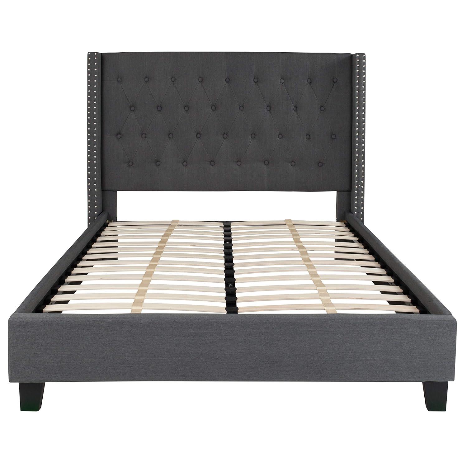 Flash Furniture Riverdale Full Size Tufted Upholstered Platform Bed in Black Fabric