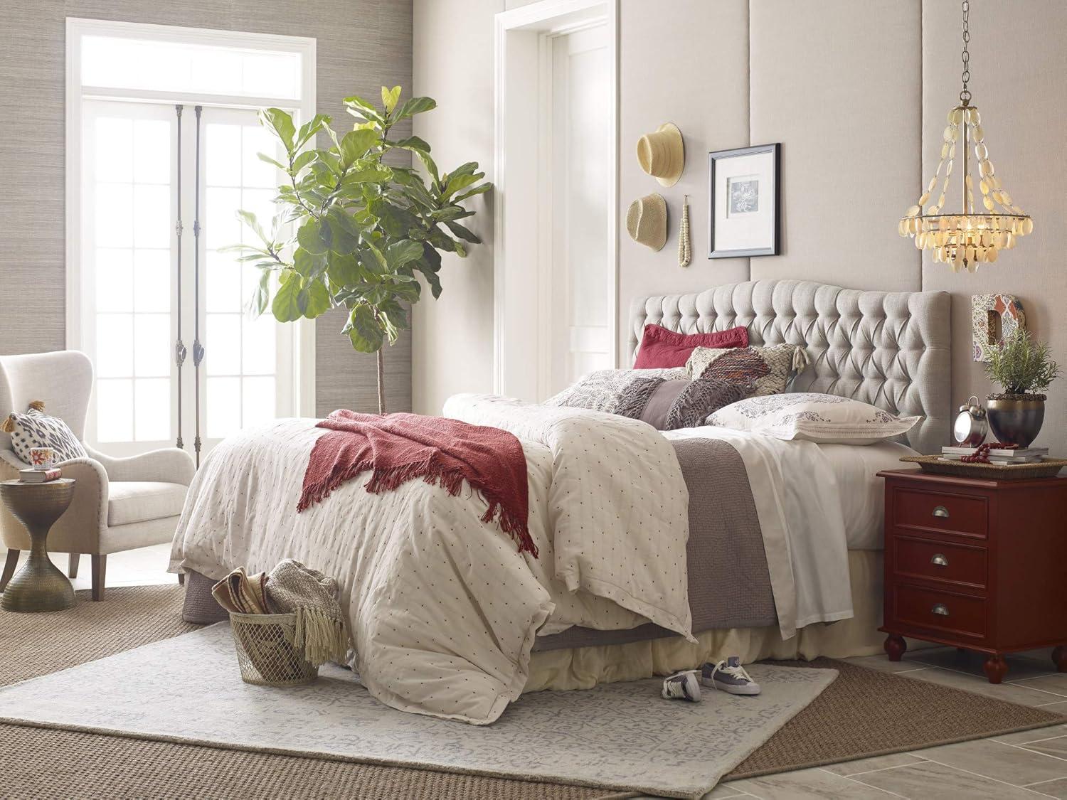 Elle Decor Elle Decor Celeste Tufted Upholstered Padded Headboard with Contemporary Button Tufting