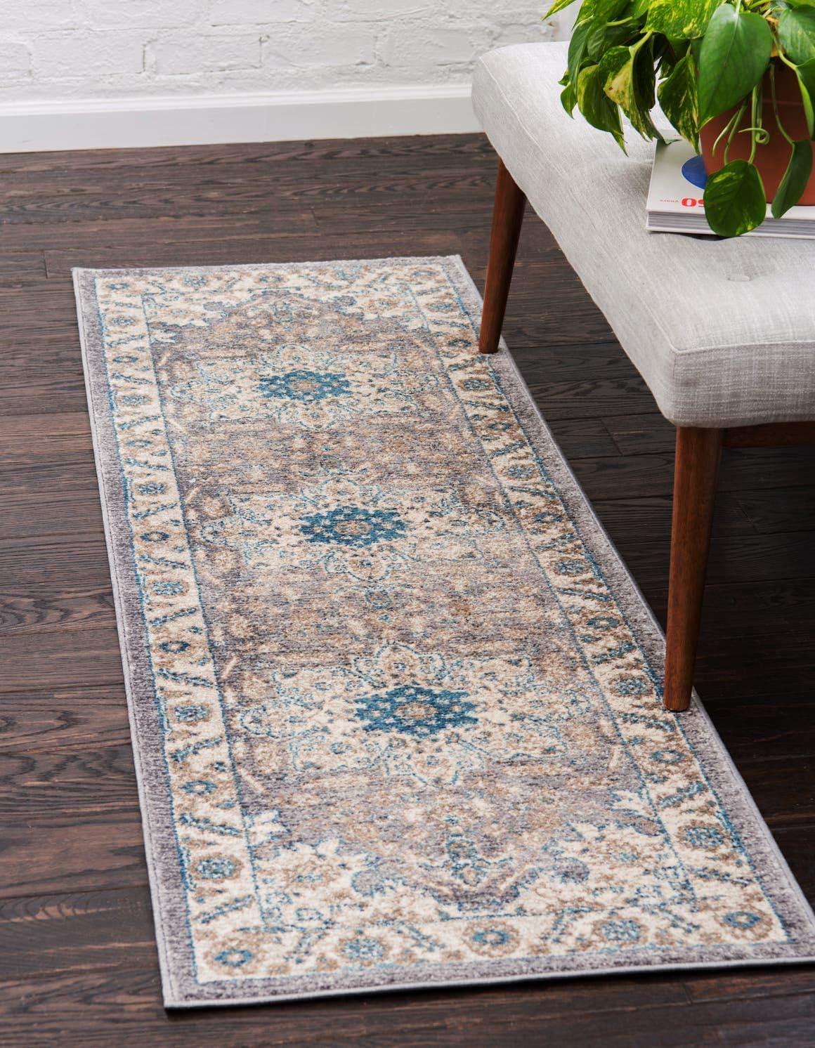 Unique Loom 2' 7 x 10' 0 Runner Gray Salzburg Altstadt Area Rug