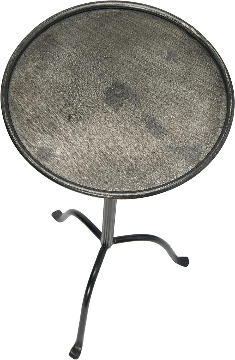 Sleek Black Metal Round Martini End Table, 12.5 in