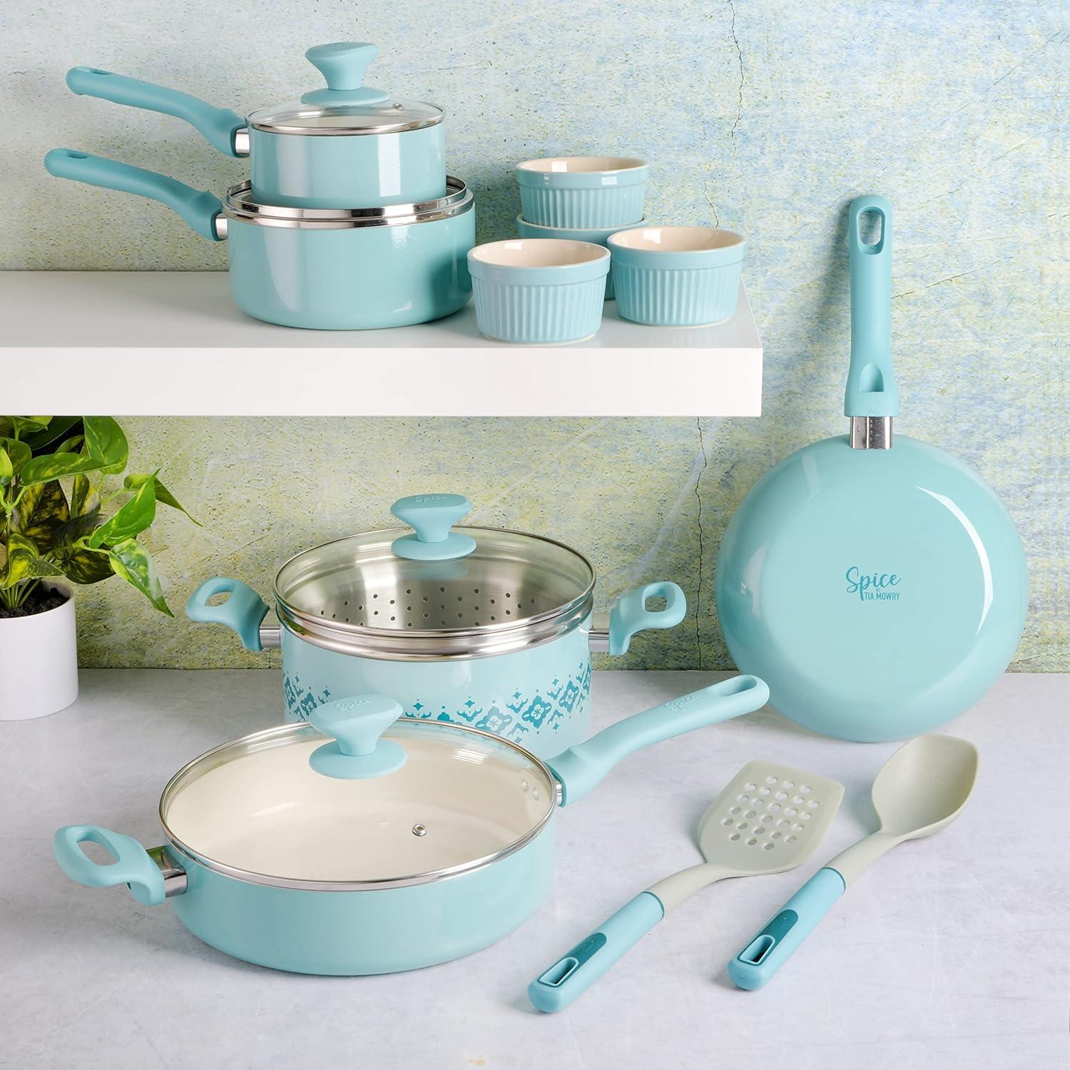 Spice by Tia Mowry Spice by Tia Mowry 16 Piece Aluminum Non Stick Cookware Set