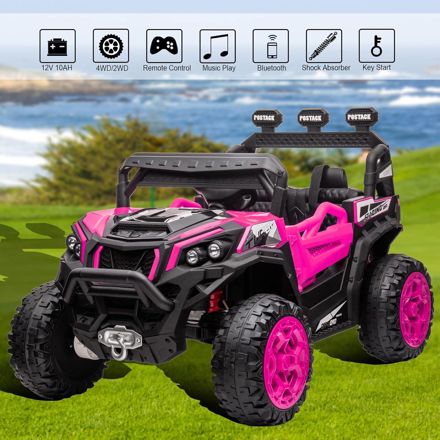 24V Kids Ride on Toy , 2WD Electric Ride on Car for Kids with Remote Control, Bluetooth,and Music, Pink