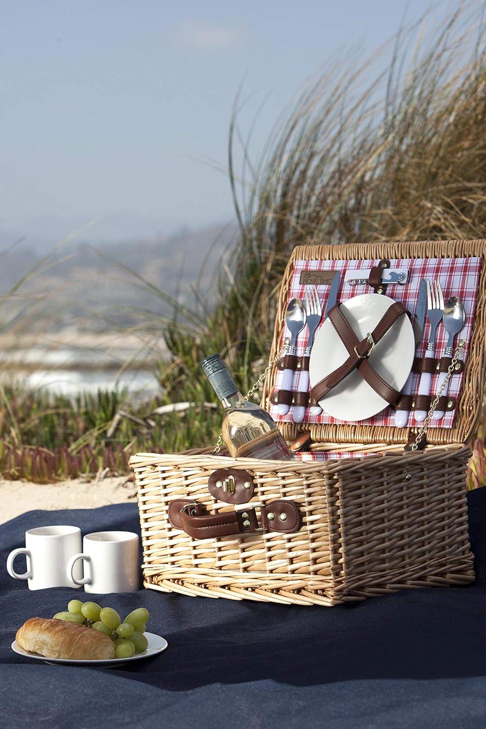 Picnic Time Catalina Wicker Picnic Basket with Picnic