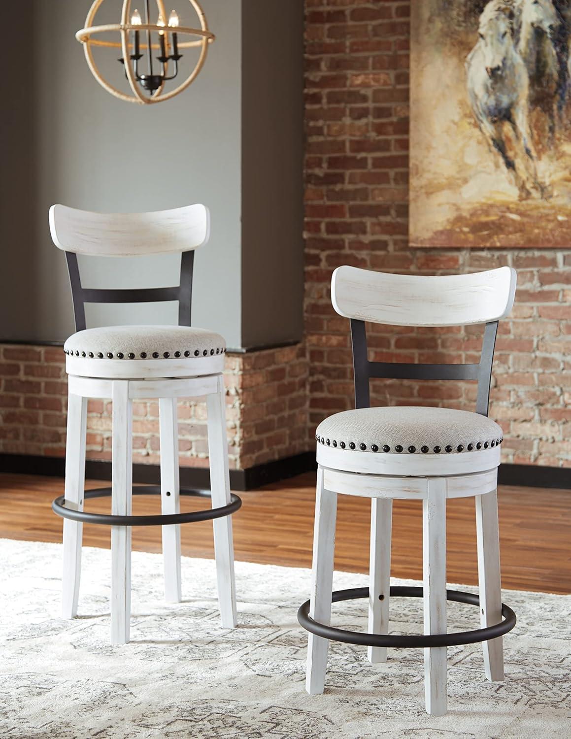 Valebeck 24.5" Whitewash Industrial Swivel Counter Barstool