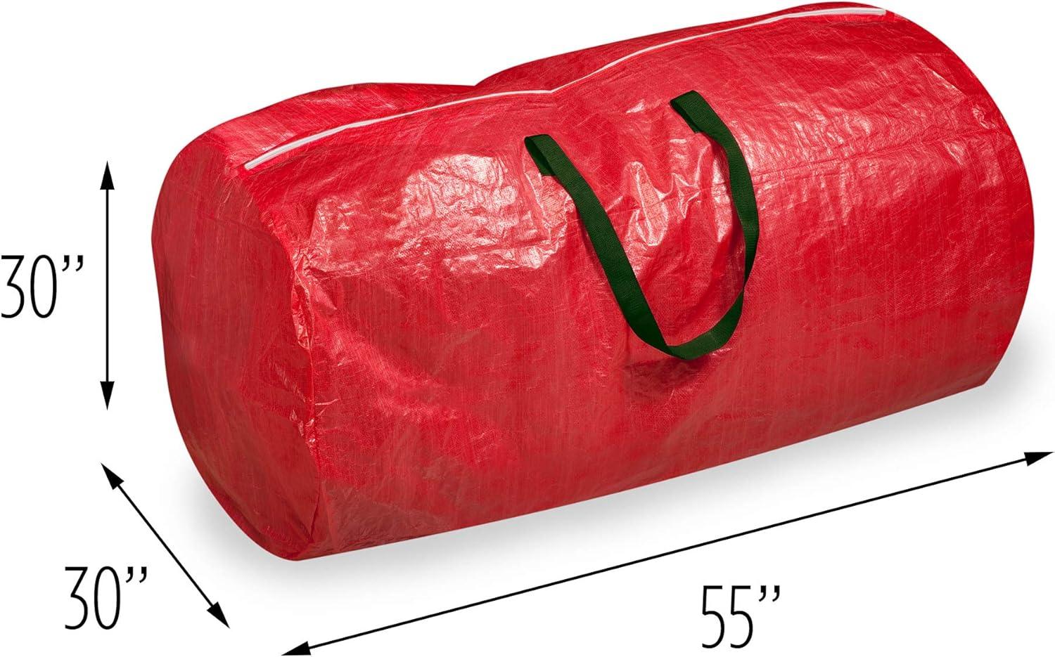 Red Polyethylene 7' Christmas Tree Storage Bag with Handles