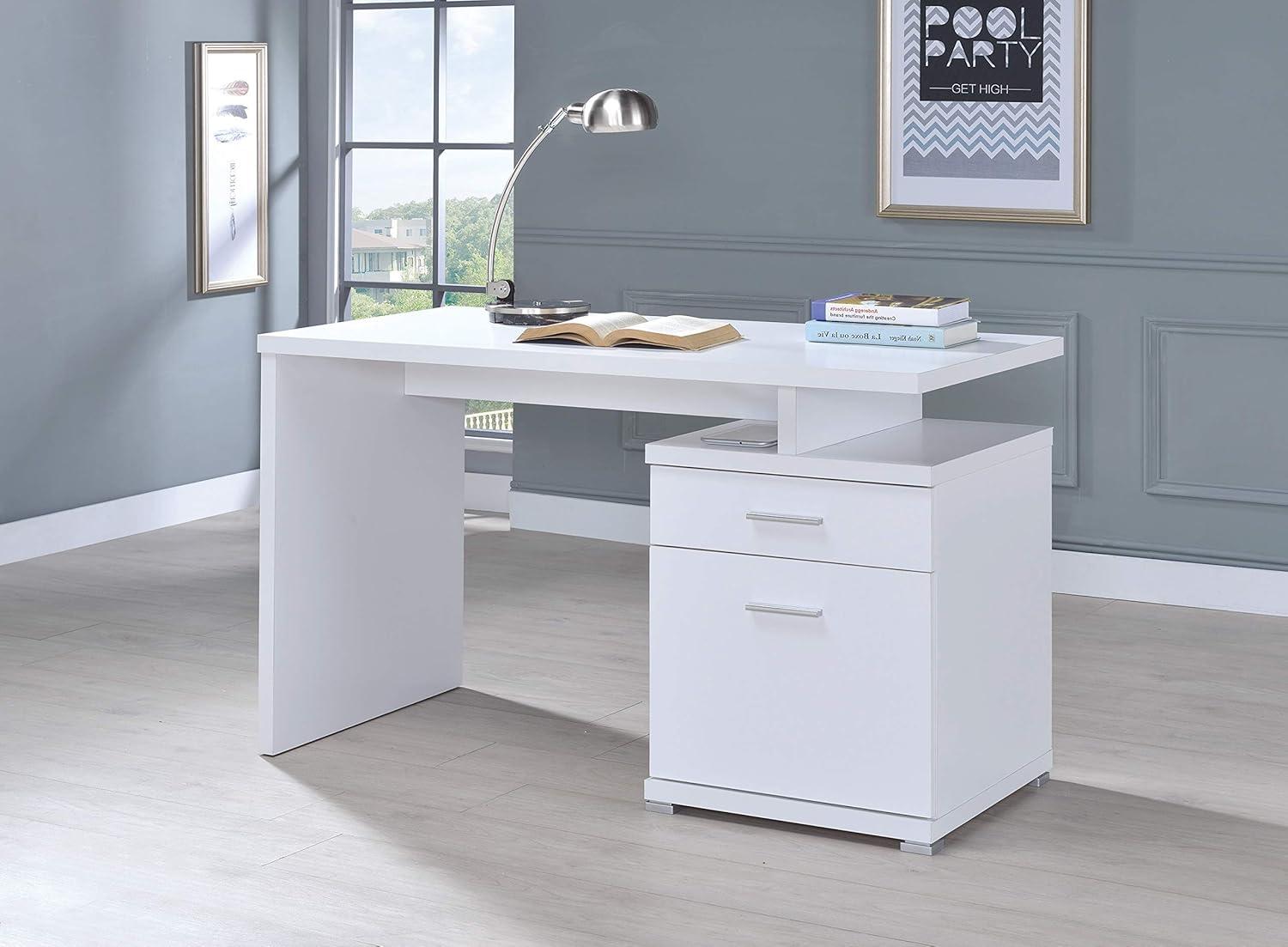 Irving 2 Drawer Office Desk with Reversible Cabinet - Coaster