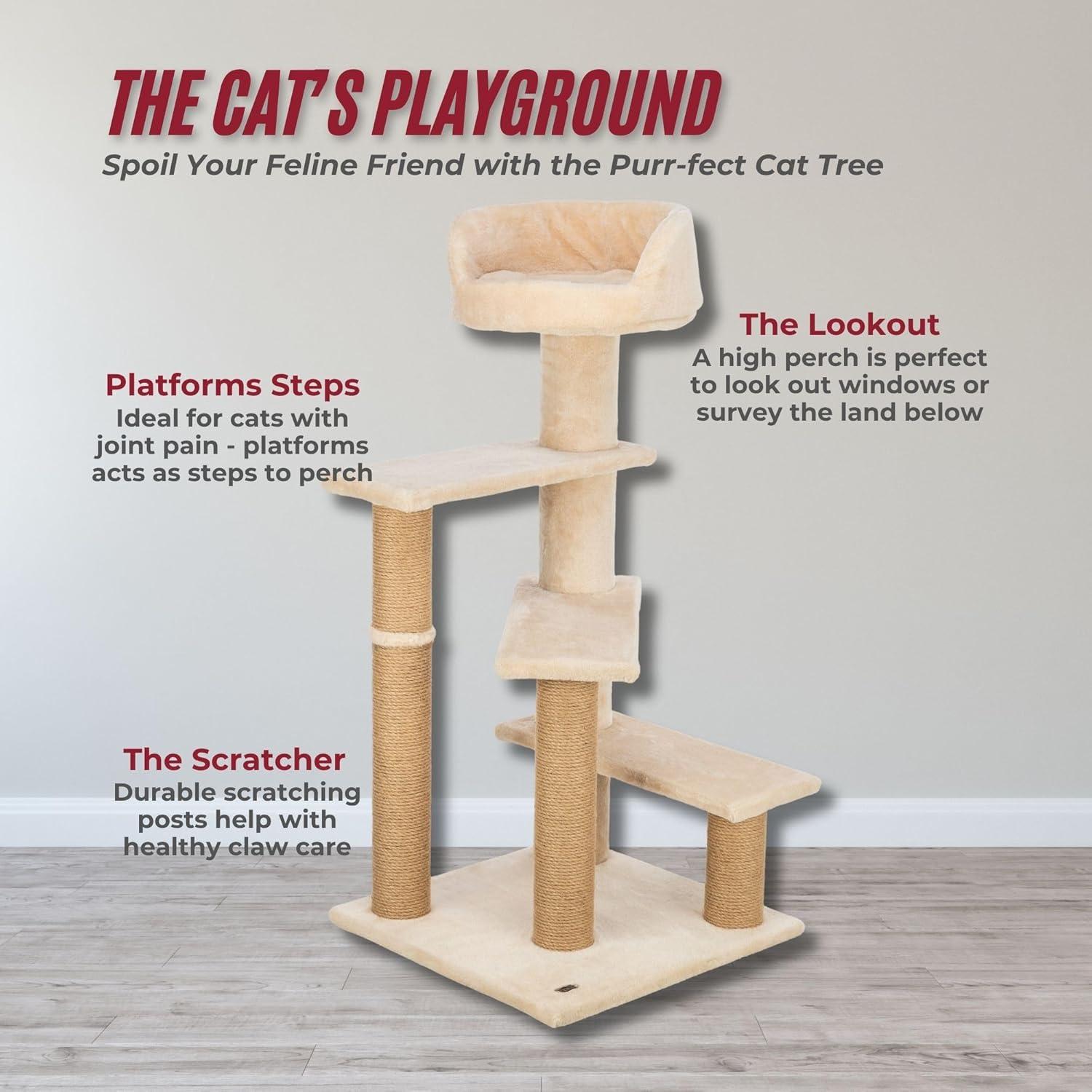 TRIXIE Tulia Senior 40.2" Cat Tower, 4-Level Cat Tree, Sisal Scratching Posts, Plush Platforms, Top Platform Bed & Reviews | Wayfair