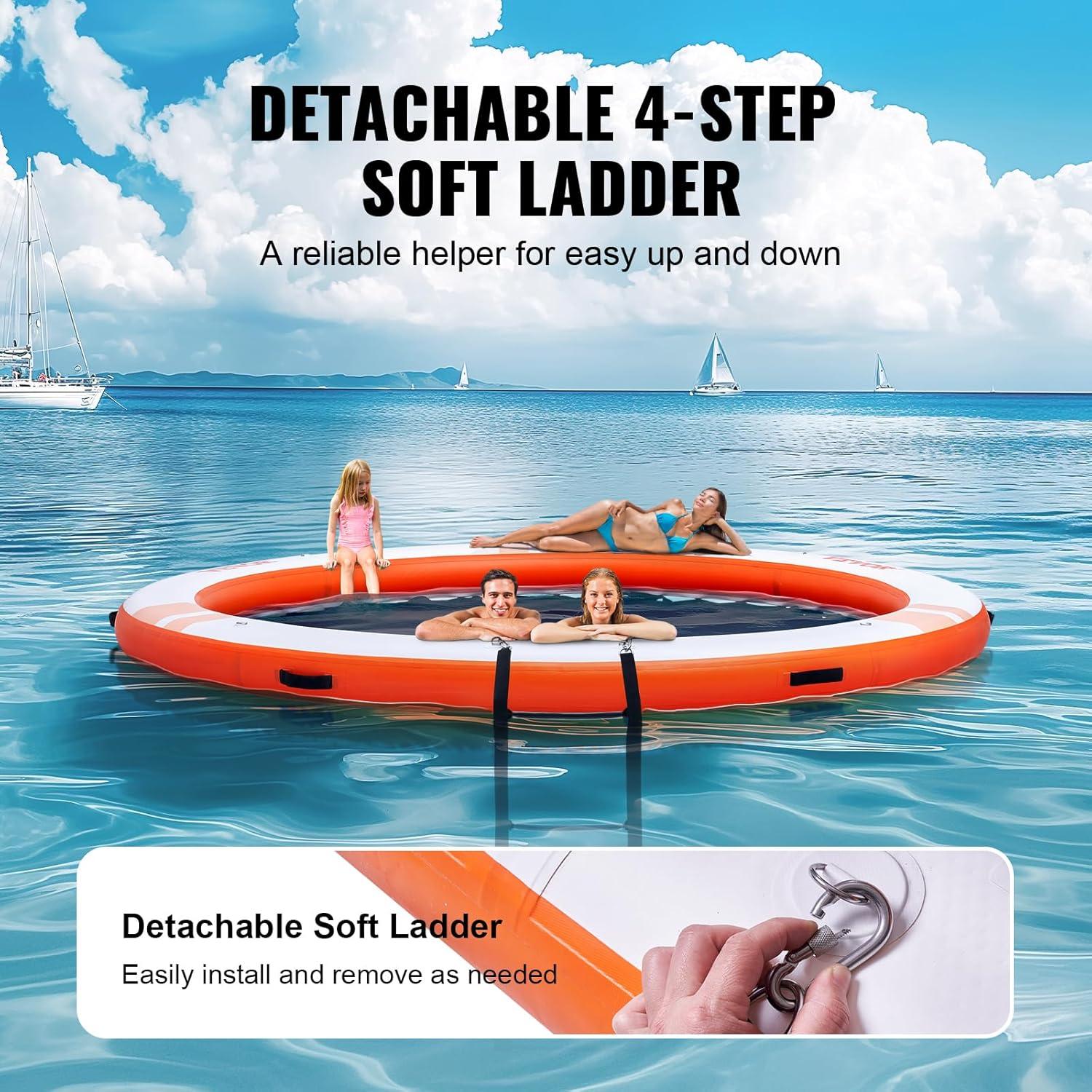 Stellweilan Tessberg 15x6.5FT Inflatable Dock Platform with 4*6FT Trampoline Mesh Pool, Floating Platform Water Mat
