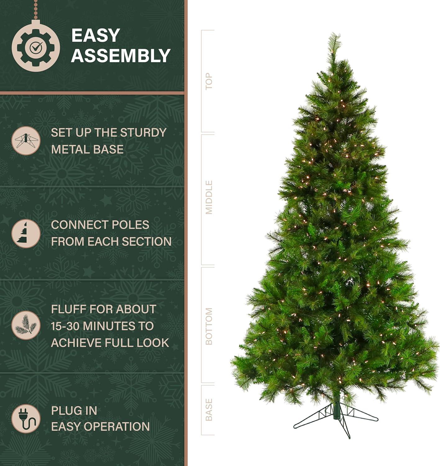 Fraser Hill Farm Artificial Half Christmas Tree with Warm White LED Lights and Stand