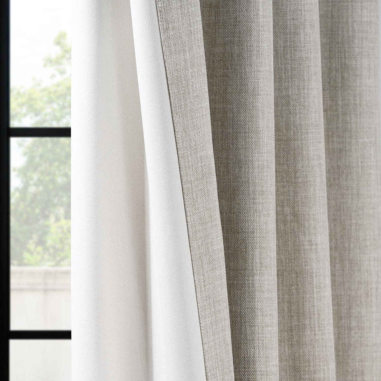 Oatmeal Faux Linen Extra Wide Room Darkening Curtain (1 Panel), Oatmeal, 100W X 108L