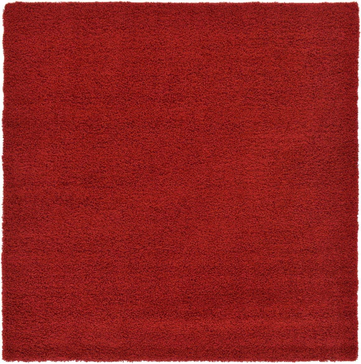 Unique Loom Solid Shag Collection Area Rug (8' Square, Cherry Red)