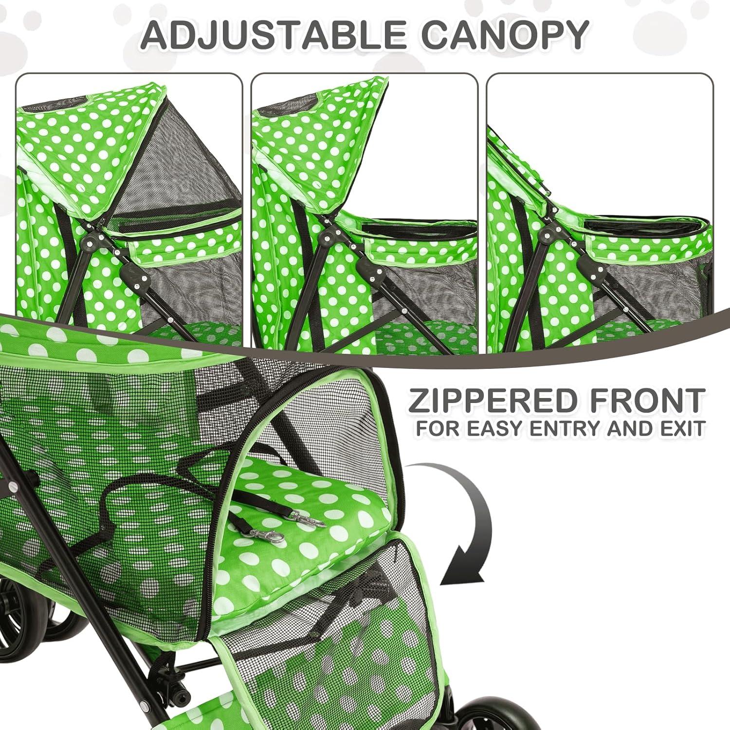 Magshion Pet Stoller Dog Cat Stoller Comfortable Lightweight Stroller With Adjustable Canopy