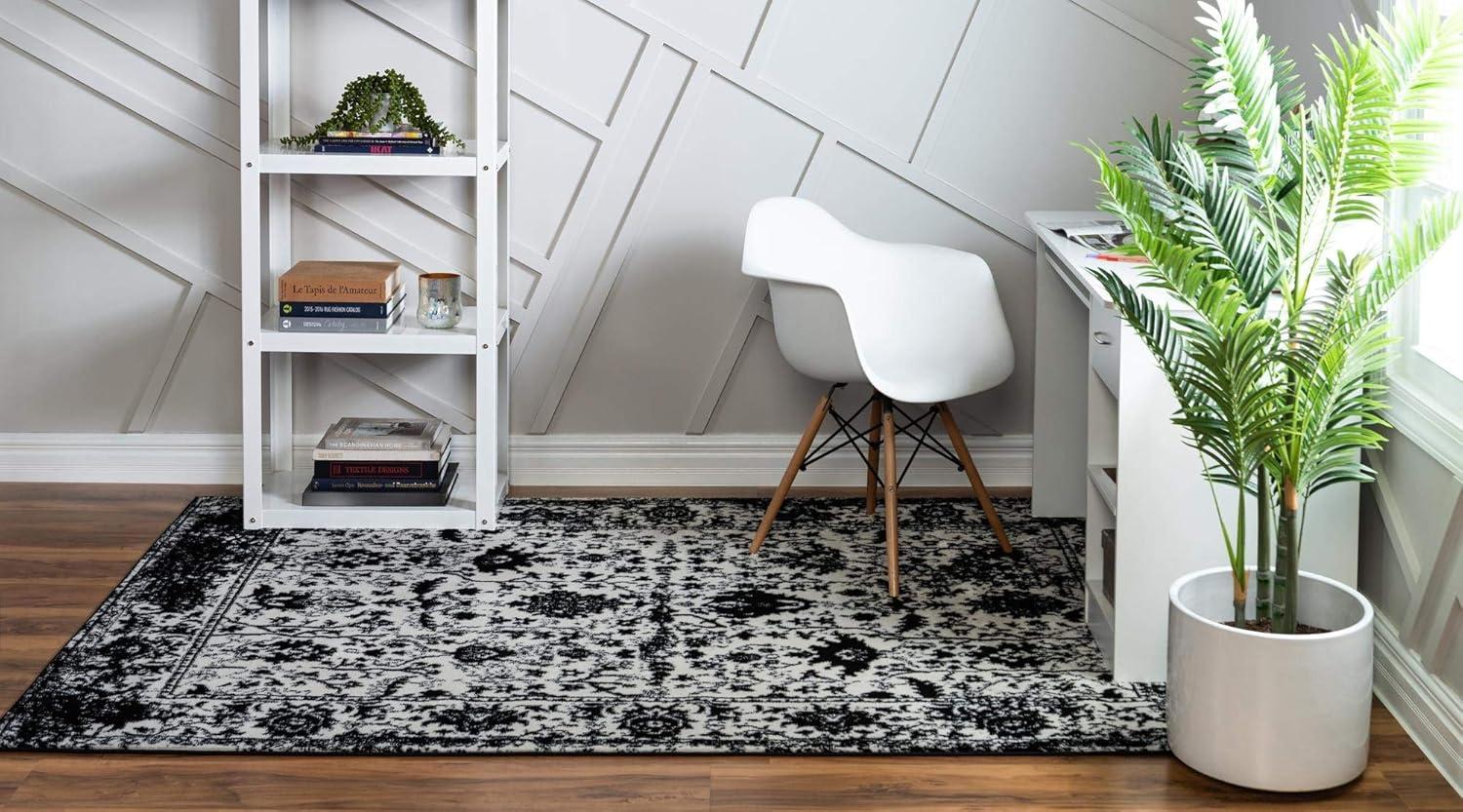 Unique Loom Portland Collection Area Rug - Central (7' 1" x 10' Rectangle Ivory/Gray)