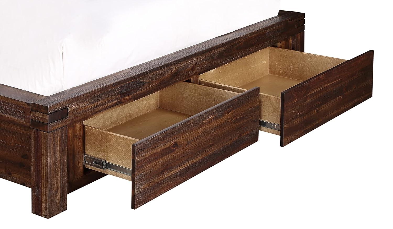 Modus Furniture Solid Wood Footboard-Storage Bed, California King, Meadow - Brick Brown