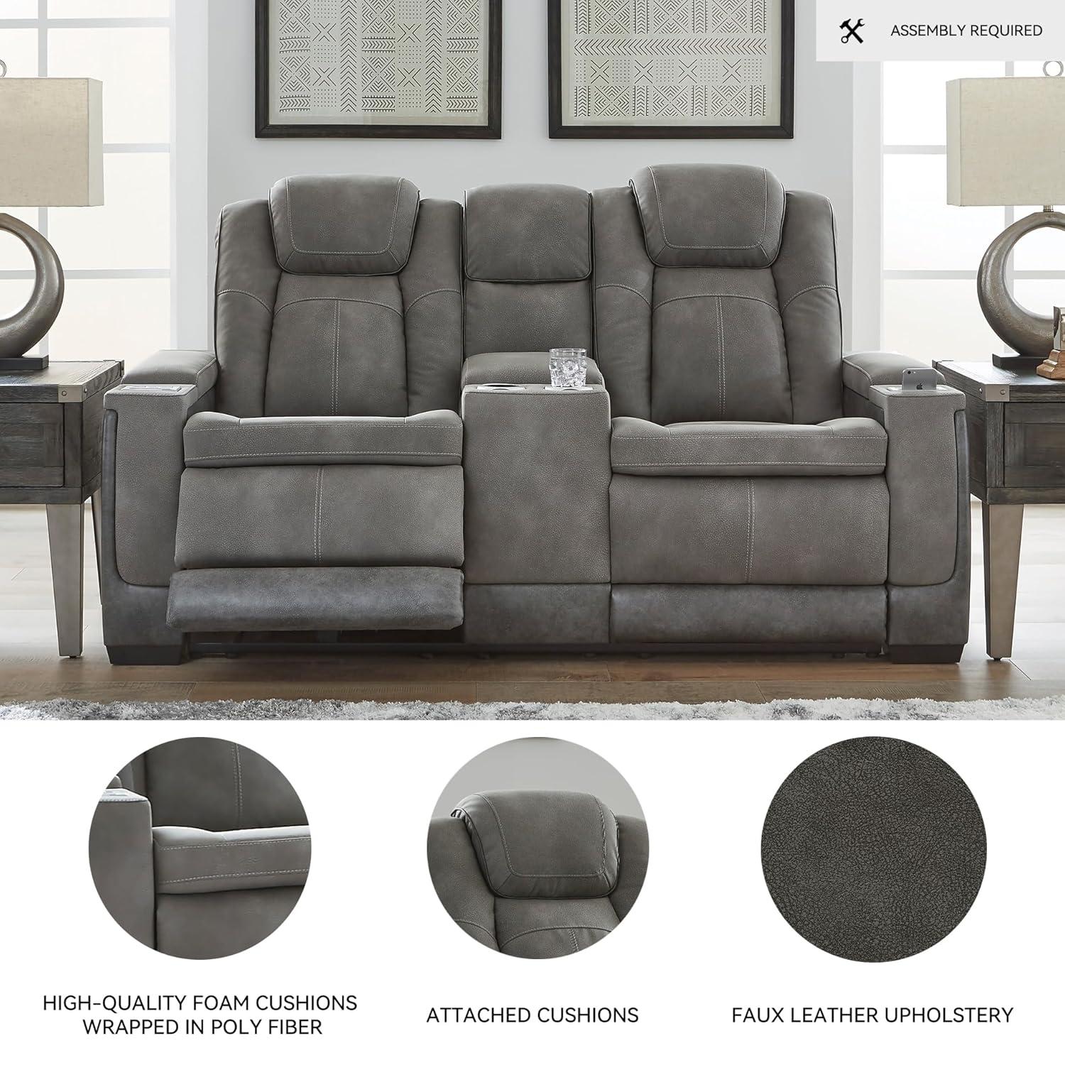 Signature Design by Ashley Next-Gen DuraPella Contemporary Power Reclining Loveseat with Adjustable Headrest