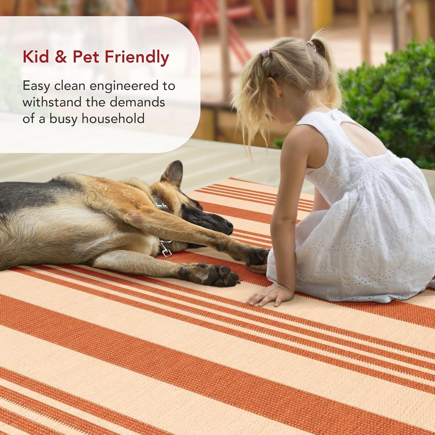 Nuloom Robin Striped 3x5 Indoor/Outdoor Accent Rug for Living Room Patio Deck Front Porch Entryway Kitchen, Terracotta/Ivory