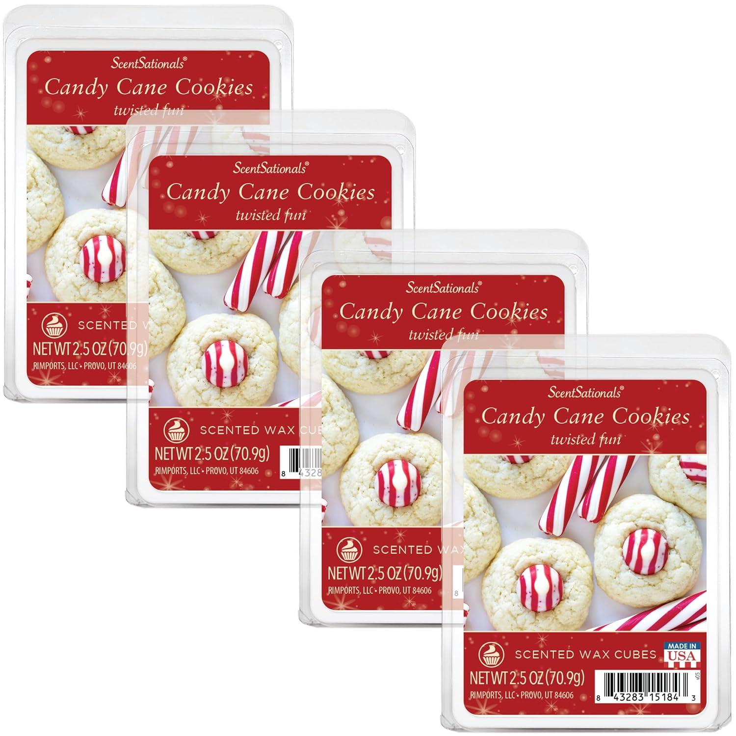 Scentsationals Wax Melts, Wax Cubes Strong Scent - Cozy Treats Collection Candy Cane Cookies - Long Lasting Scented Wax Melts for Warmer, 10oz (24-Cubes)