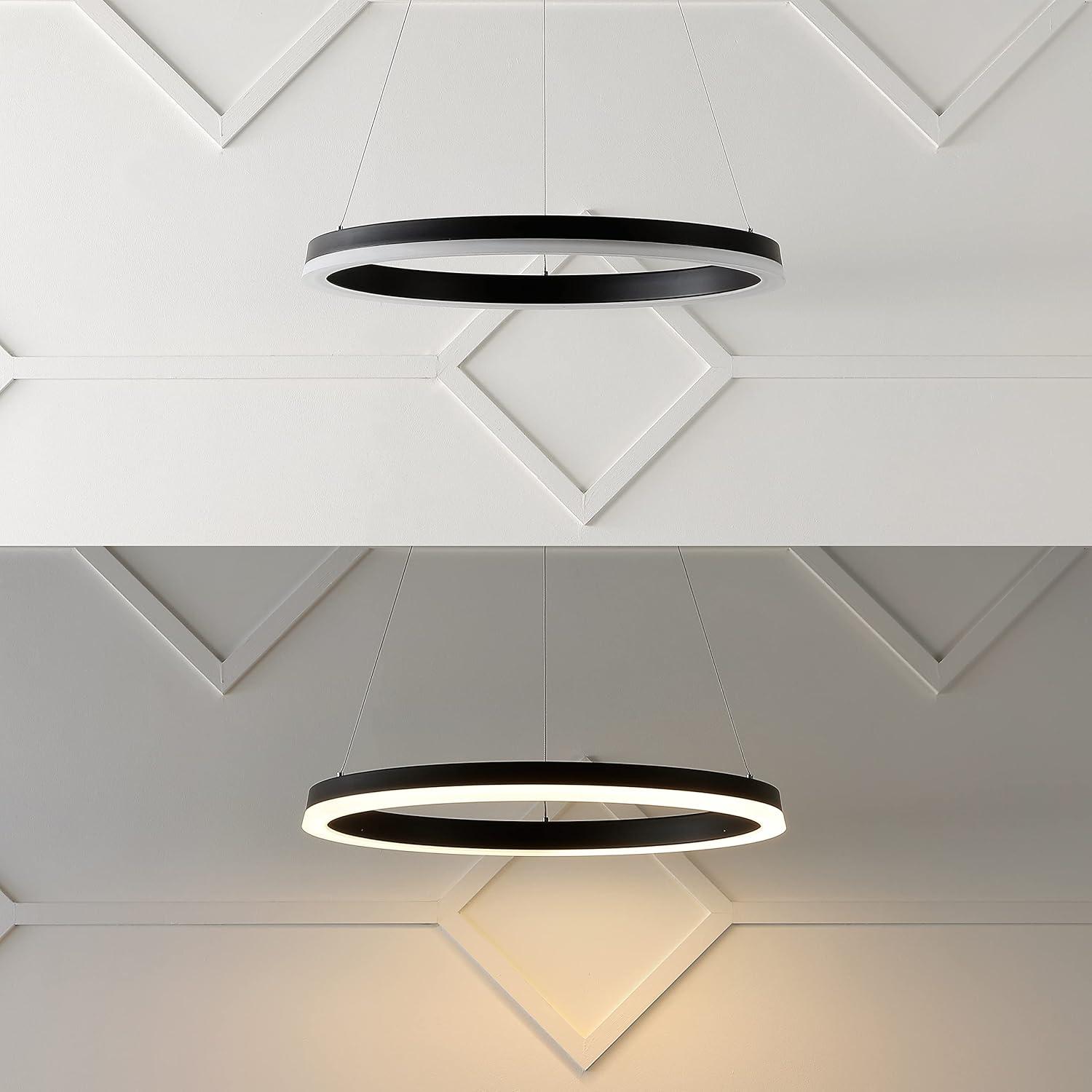 Brice 24" Round Integrated LED Metal Pendant, Matte Black