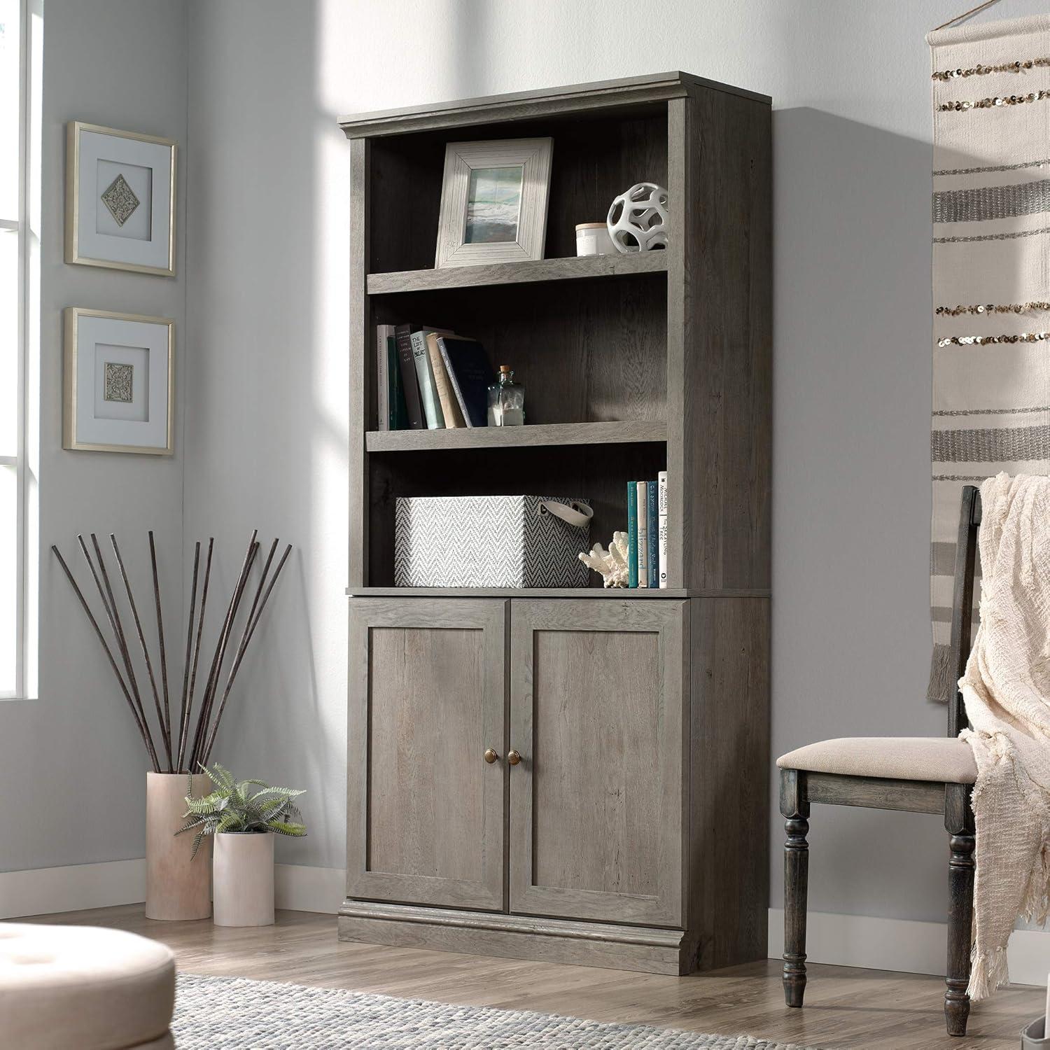 Mystic Oak Adjustable 5-Shelf Bookcase with Doors