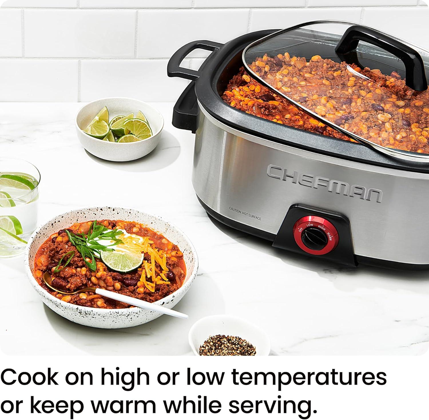 Chefman 6-Quart Stainless Steel Nonstick Slow Cooker