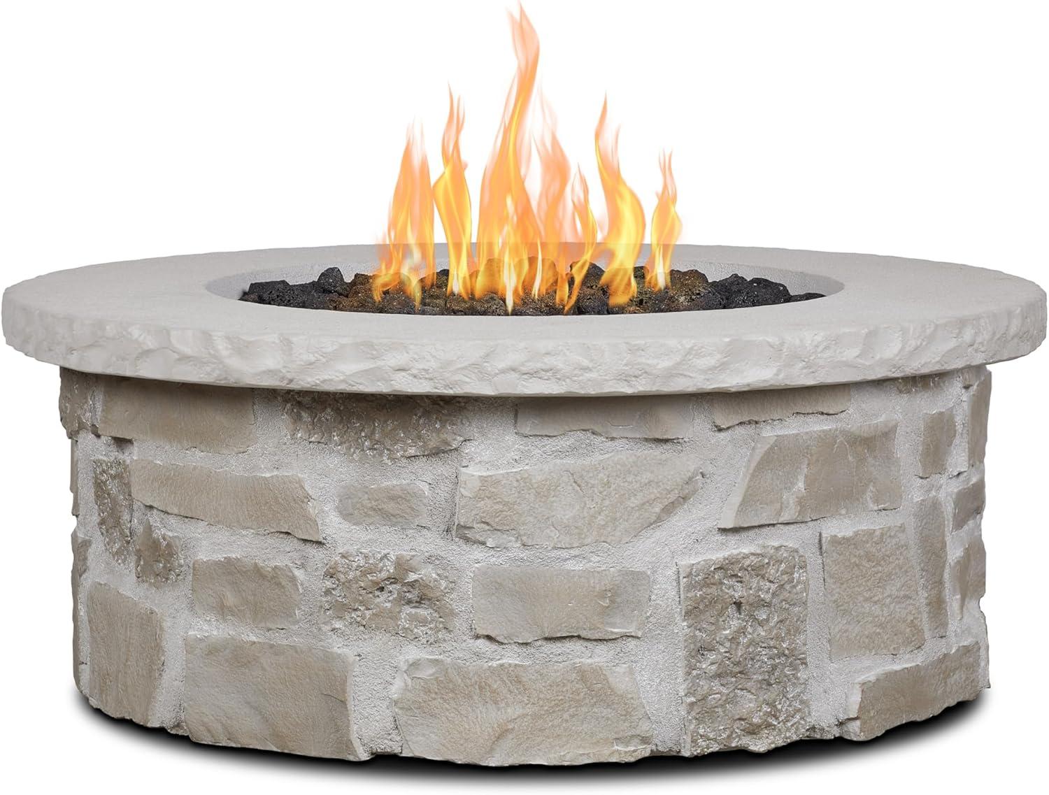Real Flame Scottsdale 40" Round Stone Propane Fire Pit Table By Real Flame