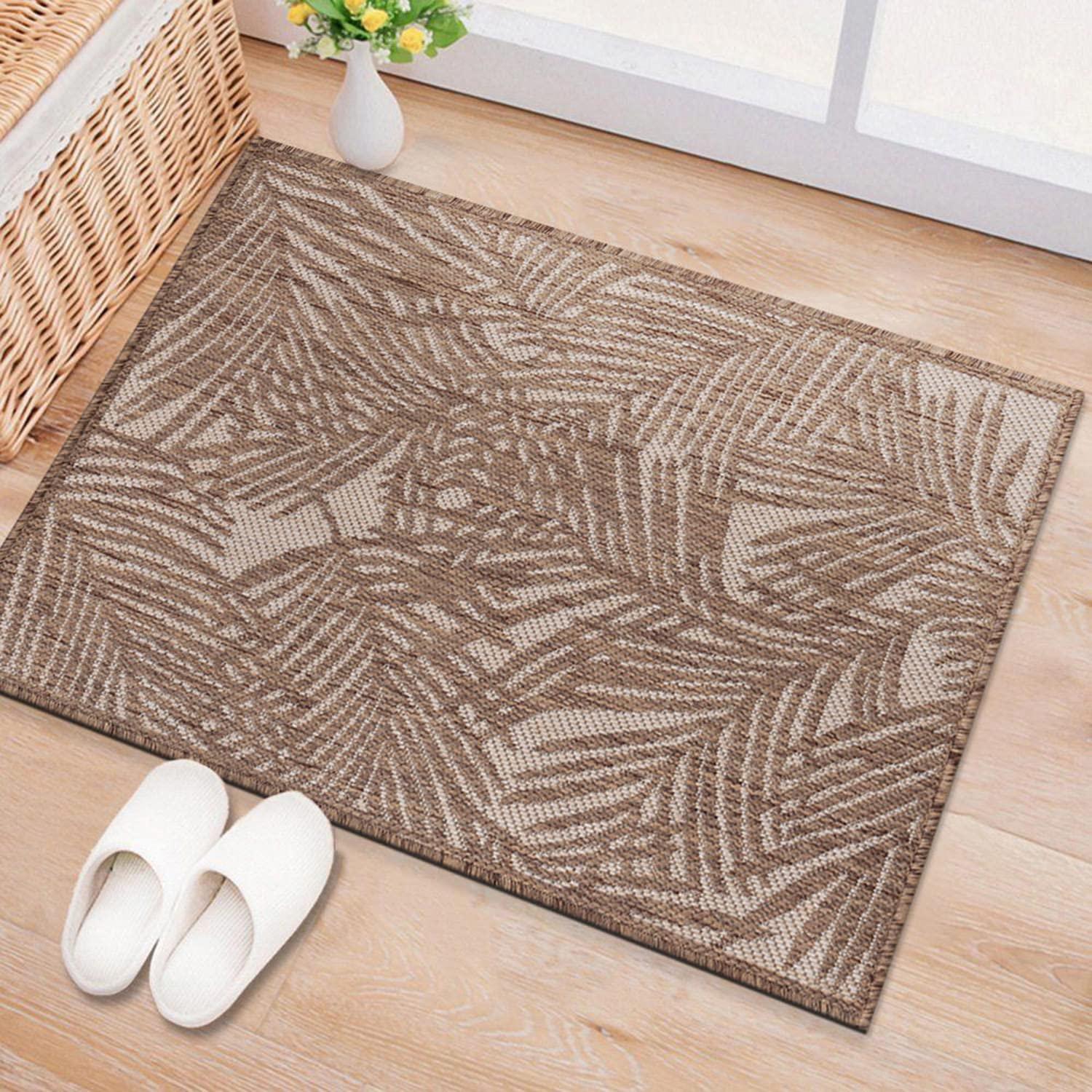World Rug Gallery Contemporary Palm Leaf Textured Flat Weave Indoor/Outdoor Area Rug - NAVY 2'x3'