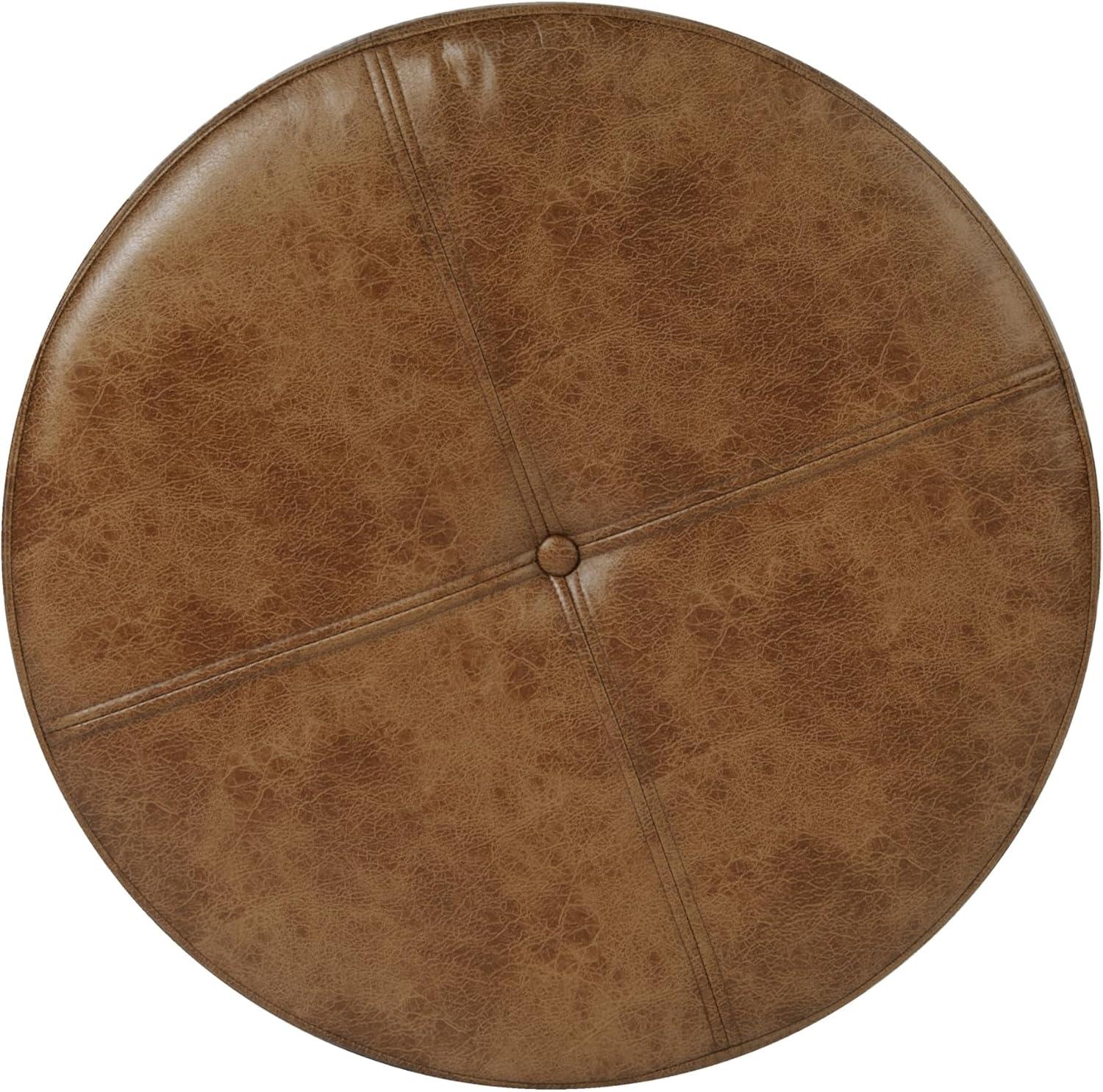 HomePop Large Leatherette Storage Ottoman - Distressed Brown Faux Leather