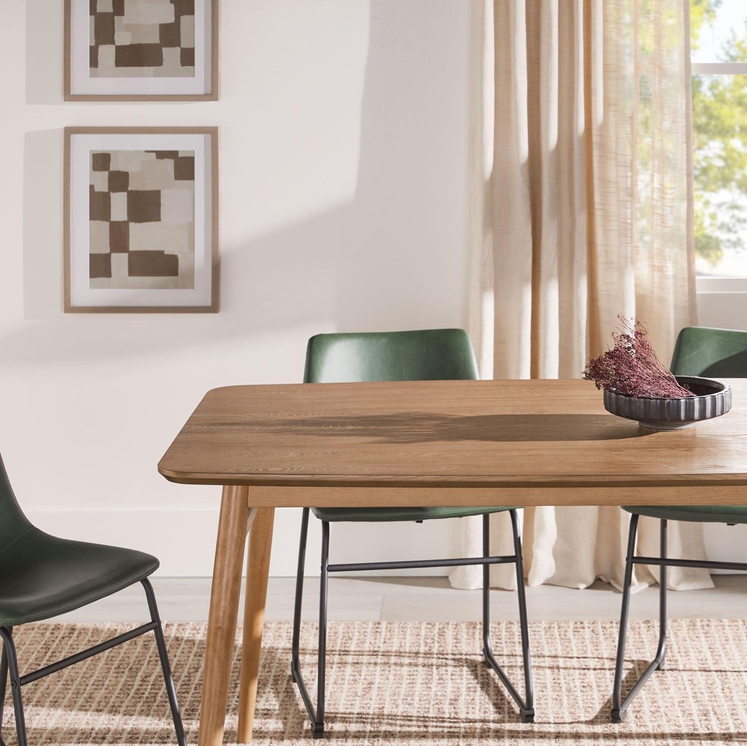 Walker Edison 59" Mid-Century Tapered Leg Dining Table, English Ash